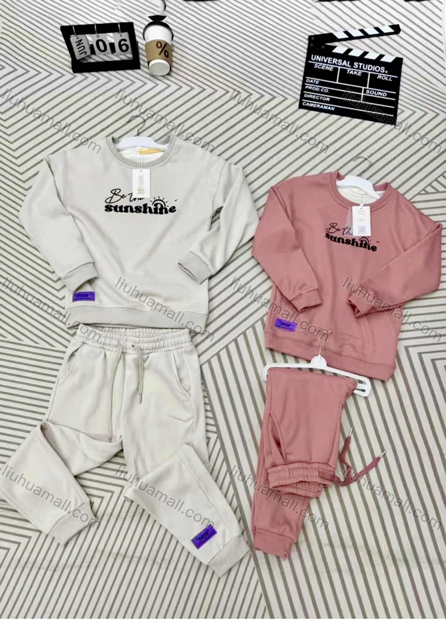 Wholesale Family Matching Casual Letter Long Sleeve Sweatshirt & Drawstring Patch Pocket Pants 2-piece Set 805-1# - Liuhuamall