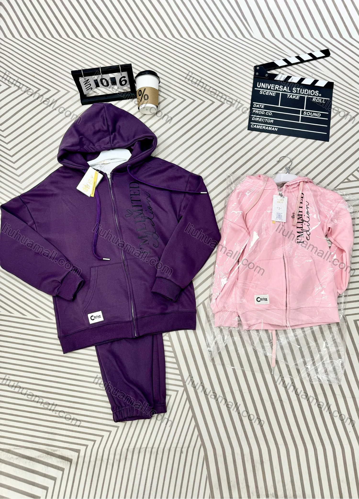 Wholesale Family Matching Casual Plain Quarter Zip Pocket Drawstring Hoodies & Pants 2-piece Set 805-1# - Liuhuamall
