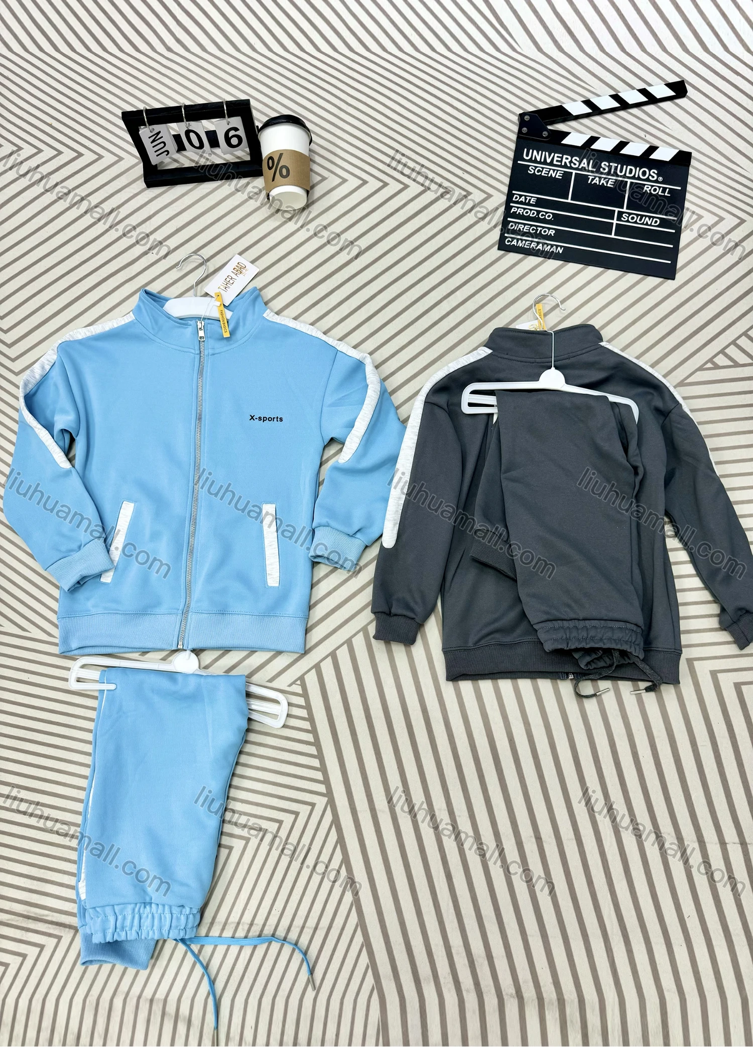 Wholesale Family Matching Casual Plain Quarter Zip Pocket Drawstring Hoodies & Pants 2-piece Set 805-1# - Liuhuamall