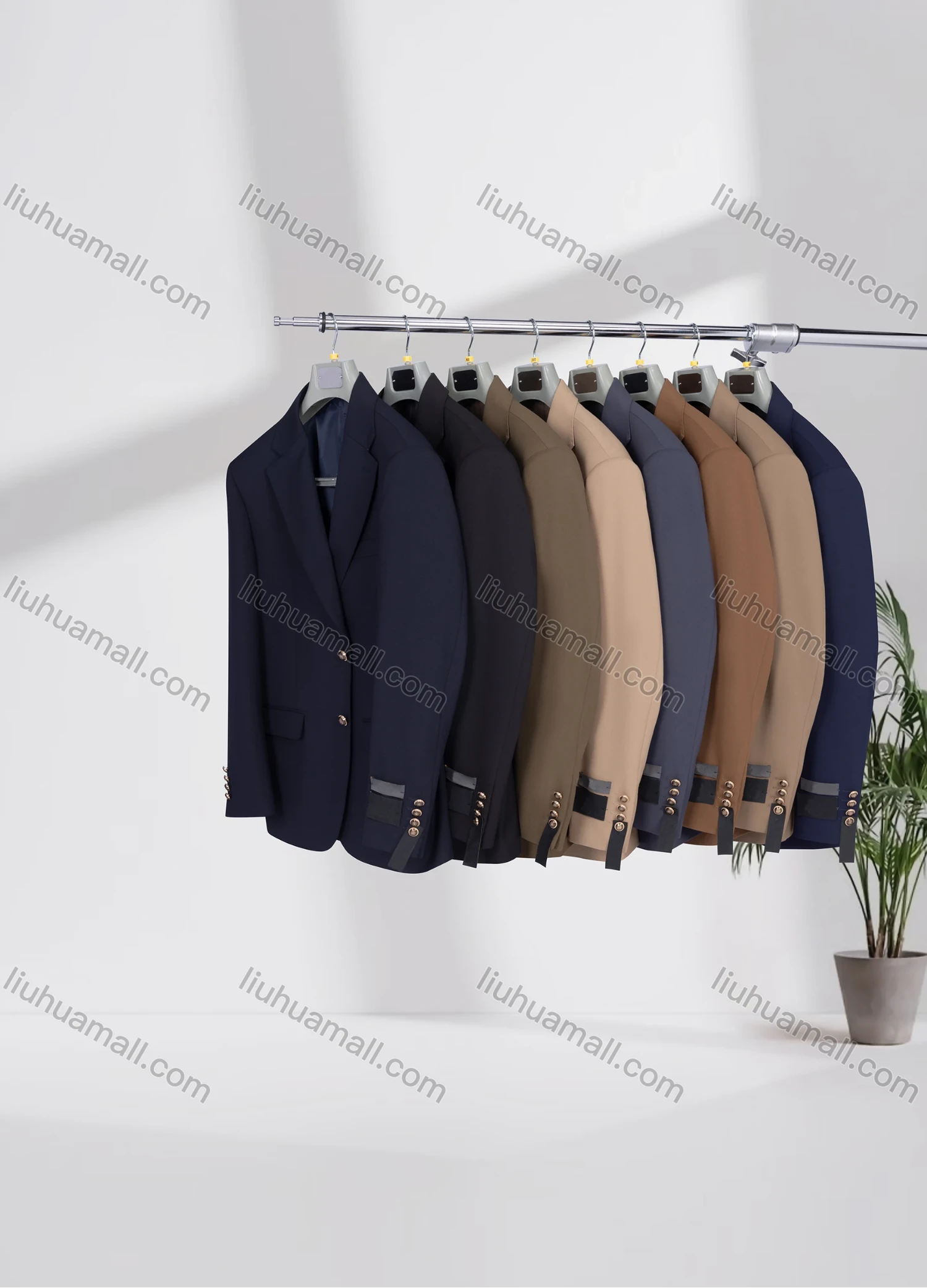 Wholesale Men's Business Lapel Single Breasted Plain Flap Pockets Blazer Jacket D3468# - Liuhuamall