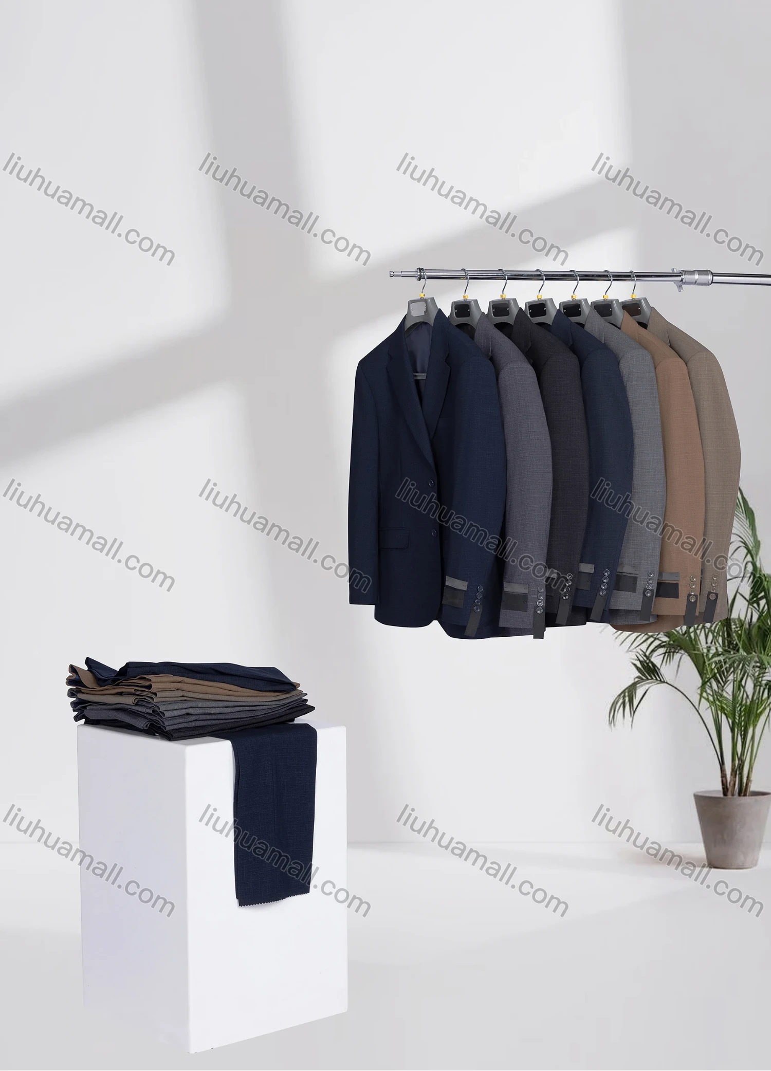 Wholesale Men's Formal Lapel Single Breasted Plain Flap Pockets Blazer Jacket & Pants 2 Piece Set D3600# - Liuhuamall