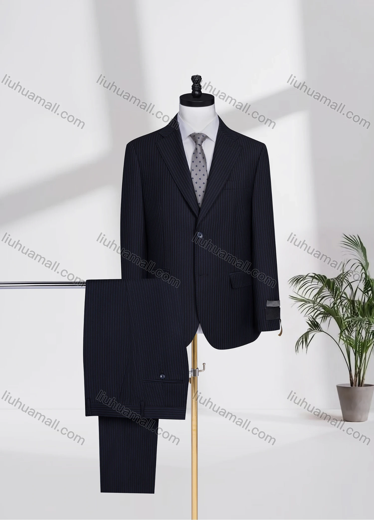 Wholesale Men's Business Lapel Single Breasted Striped Flap Pockets Blazer Jacket & Pants 2 Piece Set K9528# - Liuhuamall