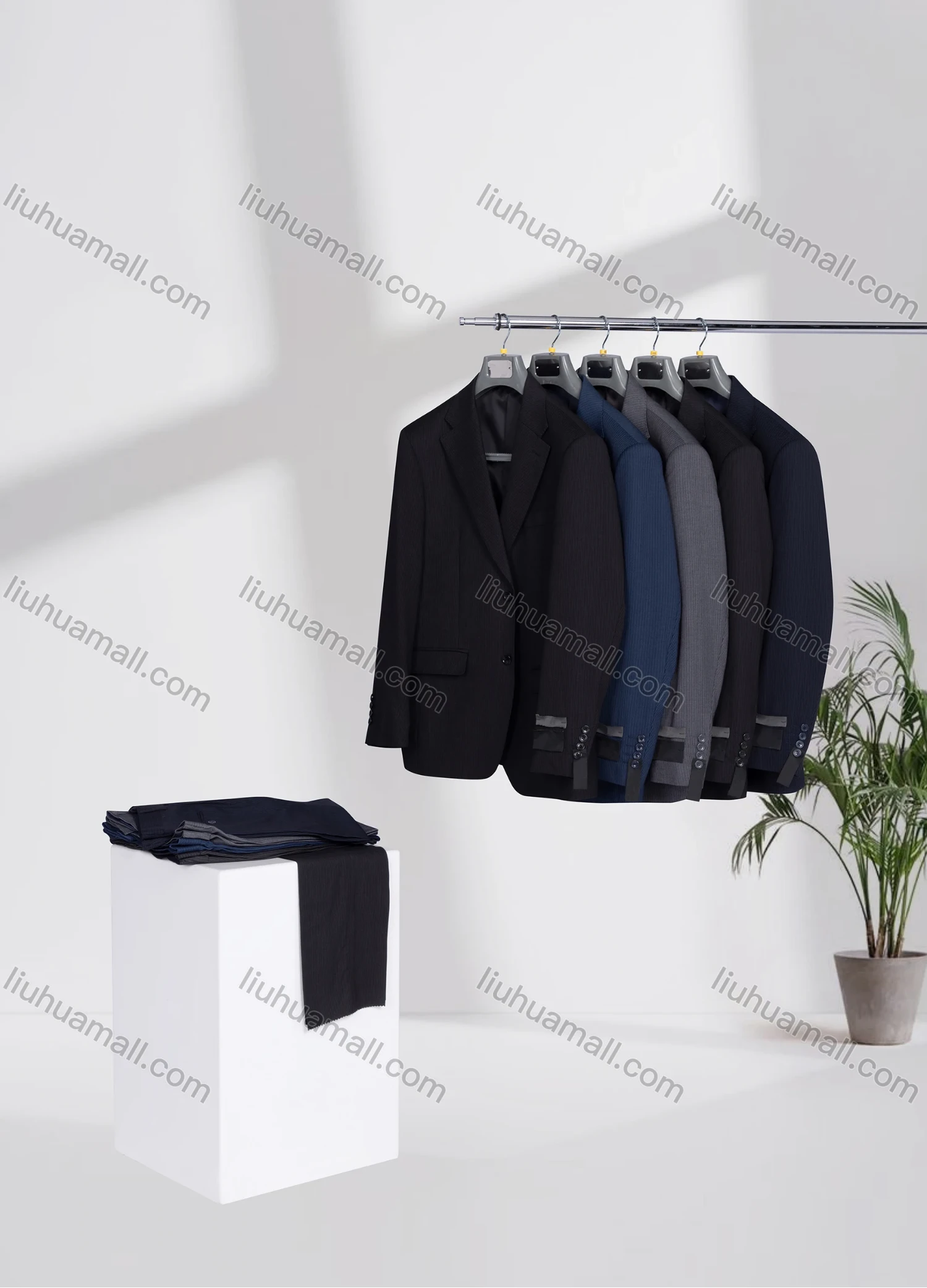Wholesale Men's Business Lapel Single Breasted Plain Flap Pockets Blazer Jacket & Pants 2 Piece Set QH24131# - Liuhuamall