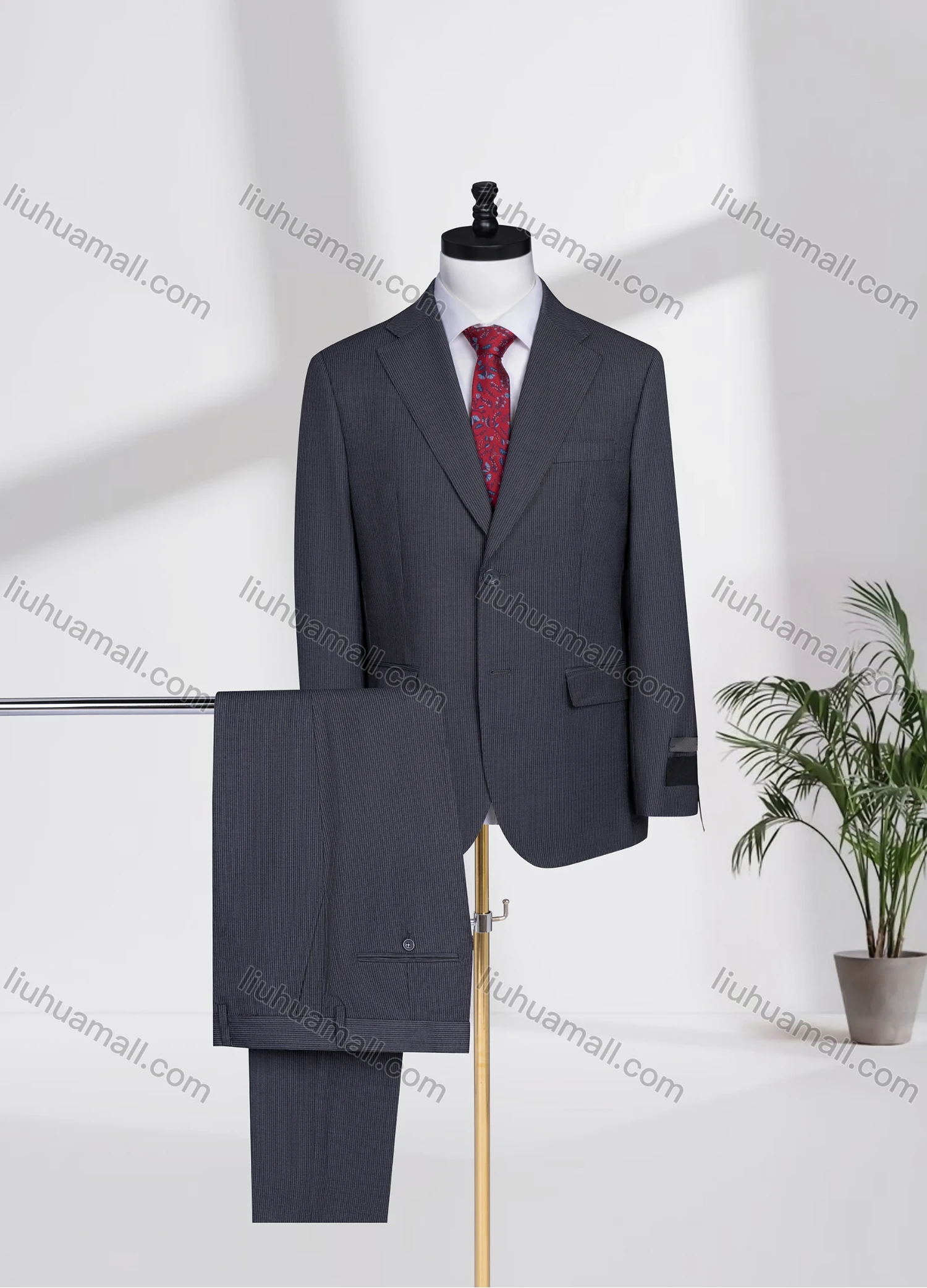 Wholesale Men's Business Lapel Single Breasted Plain Flap Pockets Blazer Jacket & Pants 2 Piece Set QH24131# - Liuhuamall
