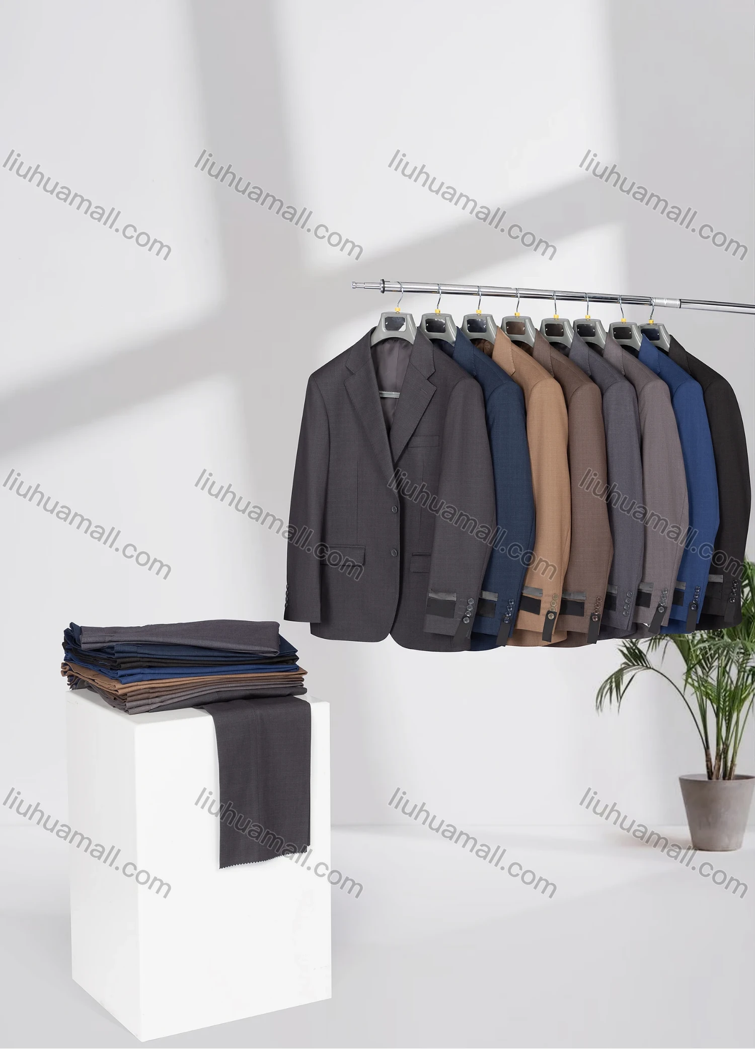 Wholesale Men's Business Lapel Single Breasted Plain Flap Pockets Blazer Jacket & Pants 2 Piece Set X6864# - Liuhuamall