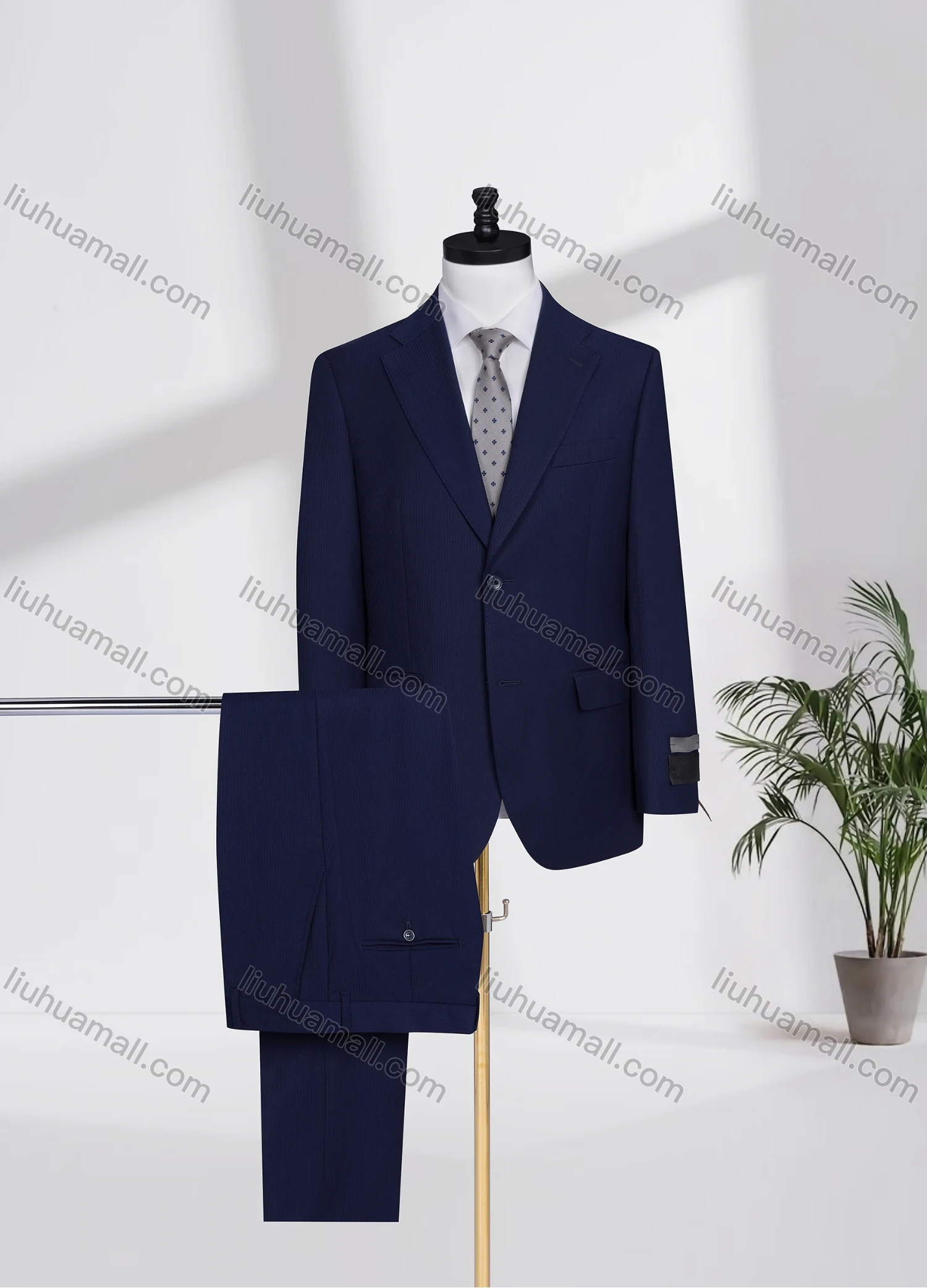 Wholesale Men's Business Lapel Single Breasted Plain Flap Pockets Blazer Jacket & Pants 2 Piece Set X7175# - Liuhuamall