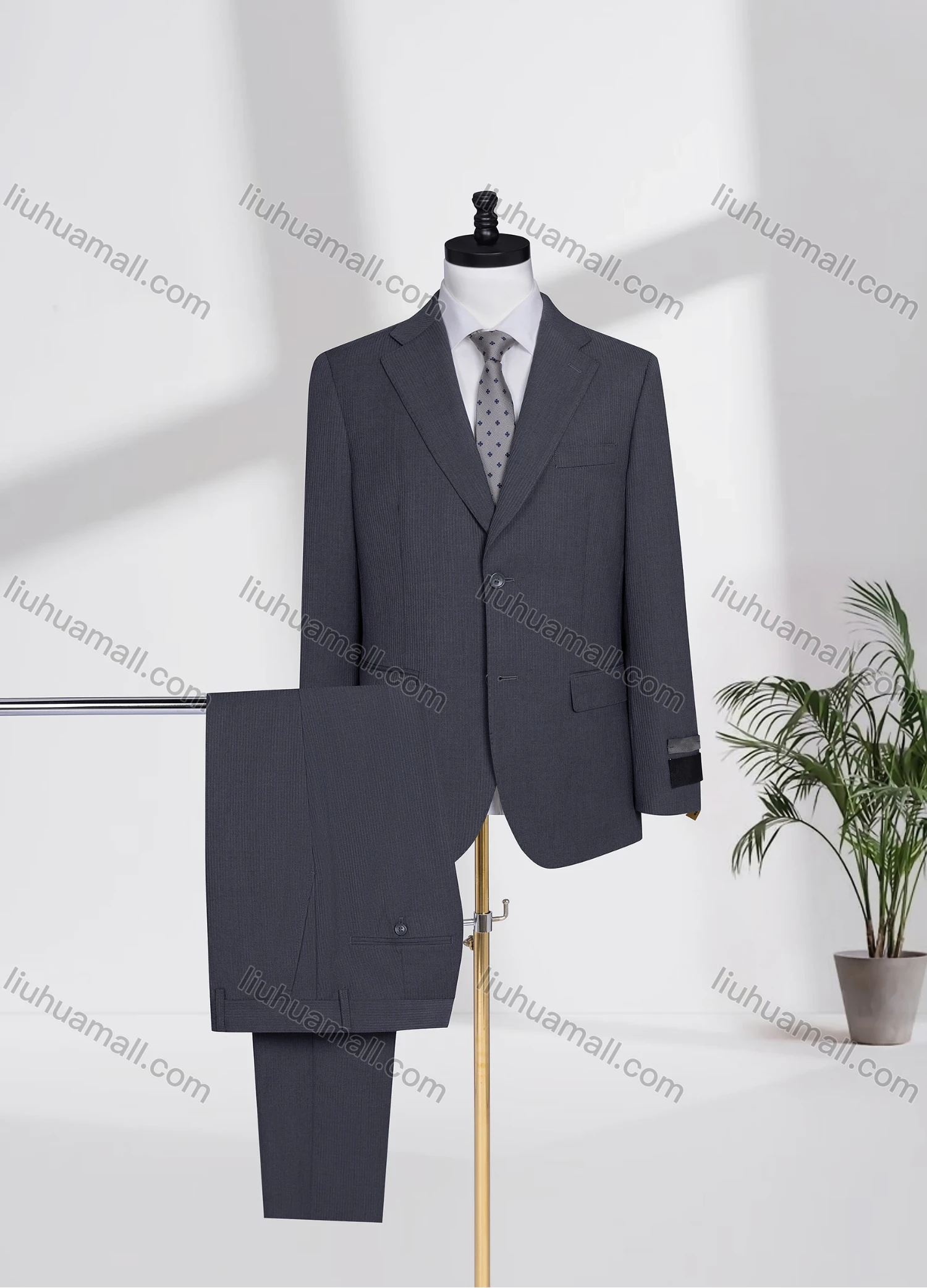 Wholesale Men's Business Lapel Single Breasted Plain Flap Pockets Blazer Jacket & Pants 2 Piece Set X7175# - Liuhuamall