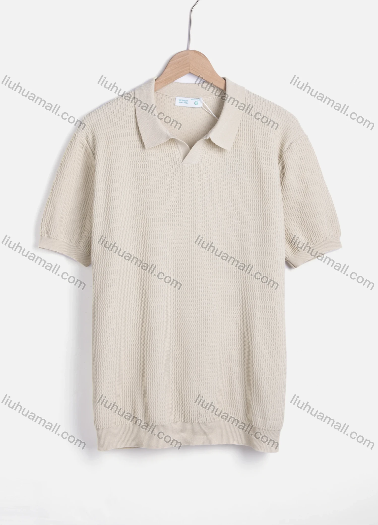 Wholesale Men's Casual Plain Short Sleeve Collared Henley Shirt C72025# - Liuhuamall