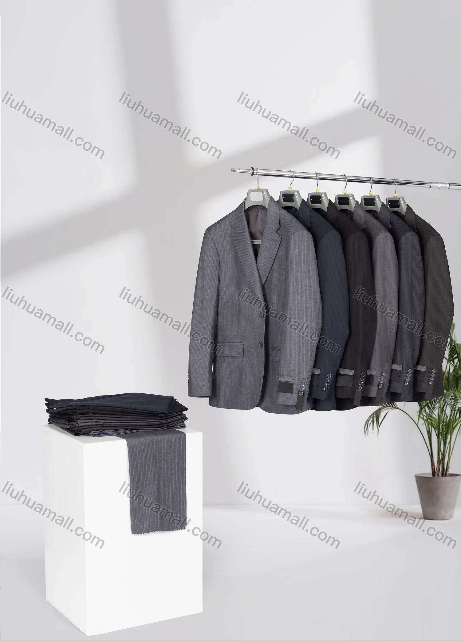Wholesale Men's Business Lapel Single Breasted Striped Flap Pockets Blazer Jacket & Pants 2 Piece Set X8017# - Liuhuamall