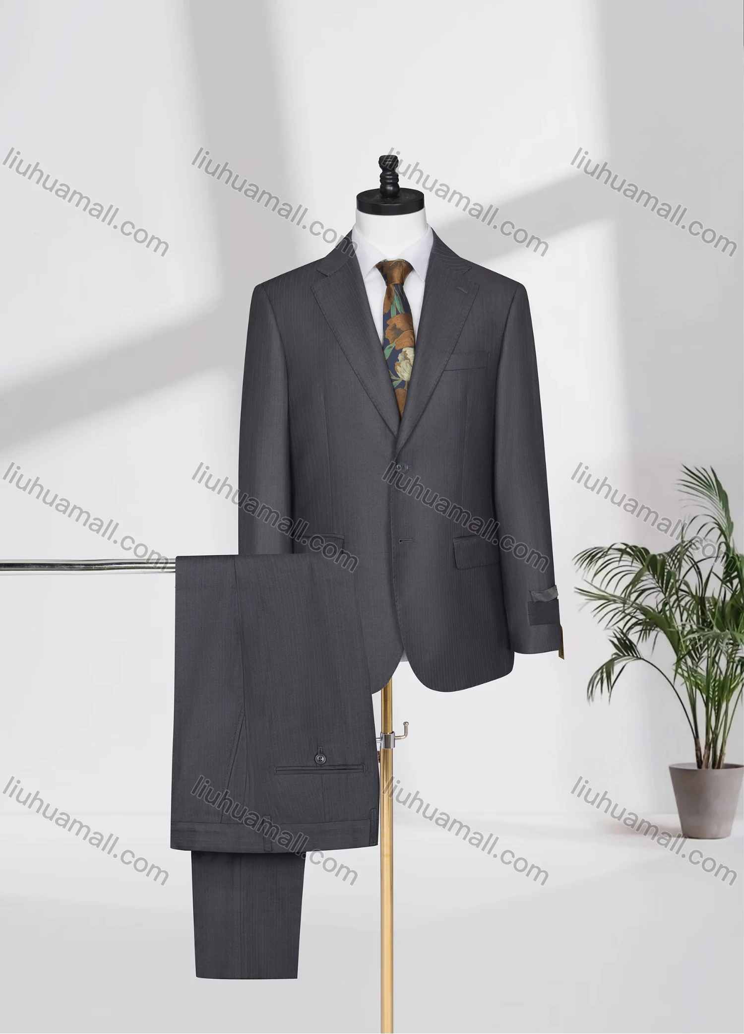 Wholesale Men's Business Lapel Single Breasted Striped Flap Pockets Blazer Jacket & Pants 2 Piece Set X8017# - Liuhuamall