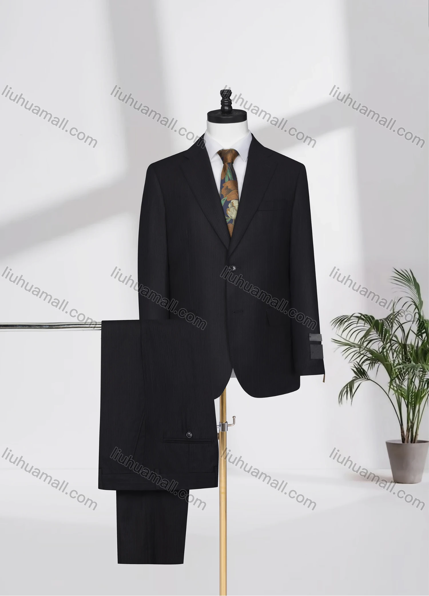 Wholesale Men's Business Lapel Single Breasted Striped Flap Pockets Blazer Jacket & Pants 2 Piece Set X8017# - Liuhuamall