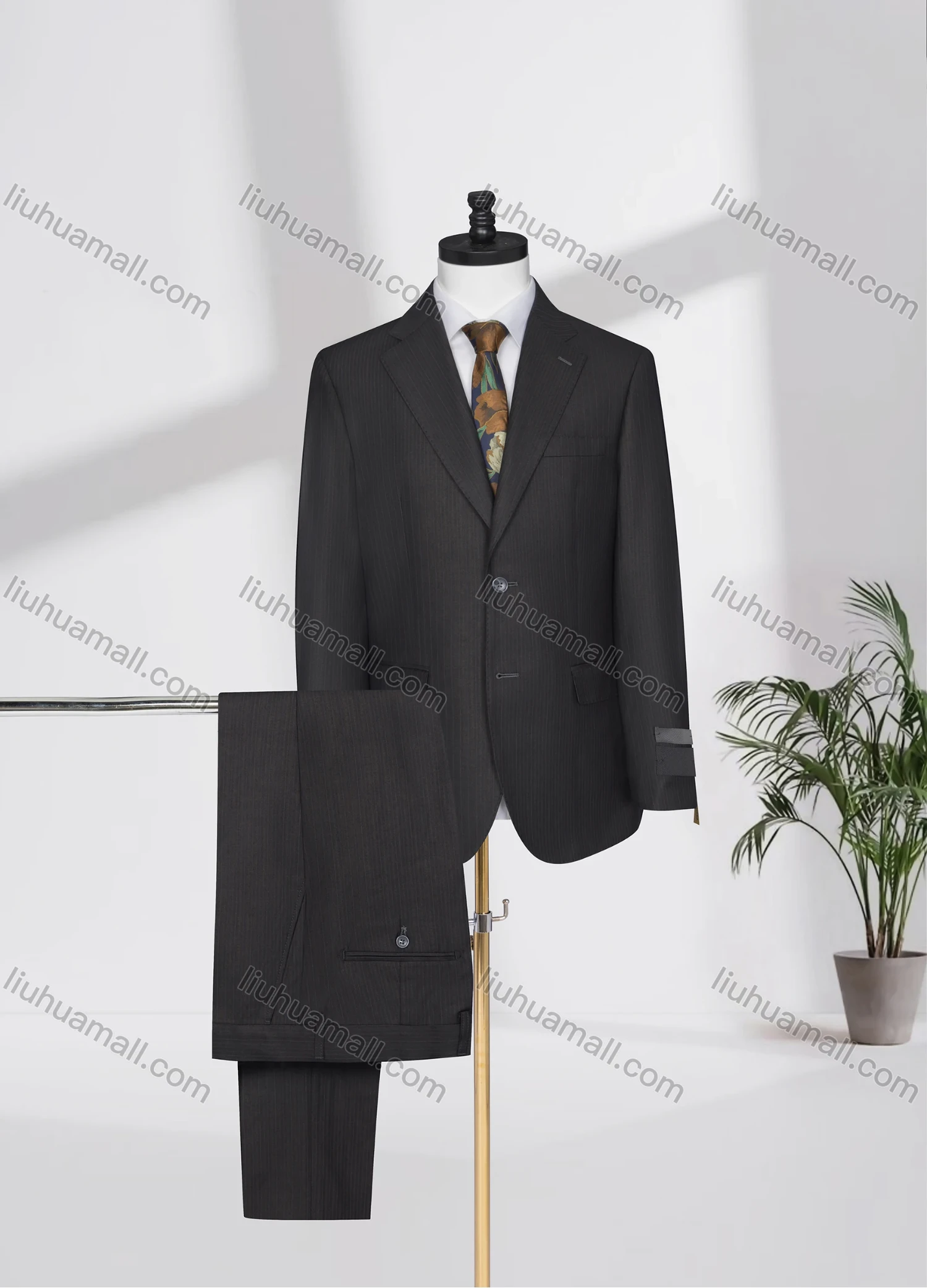 Wholesale Men's Business Lapel Single Breasted Striped Flap Pockets Blazer Jacket & Pants 2 Piece Set X8017# - Liuhuamall