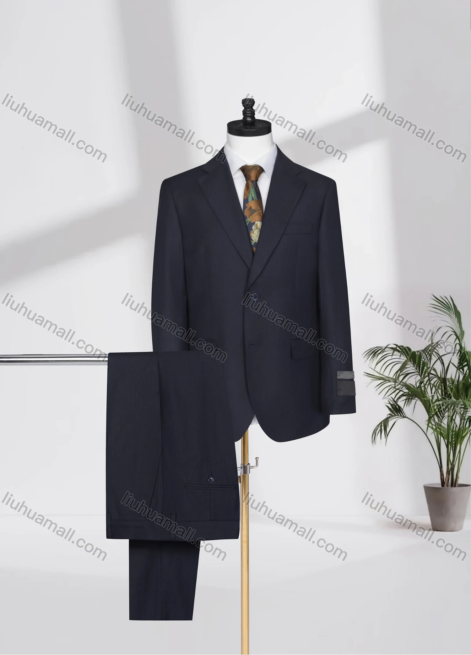 Wholesale Men's Business Lapel Single Breasted Striped Flap Pockets Blazer Jacket & Pants 2 Piece Set X8017# - Liuhuamall