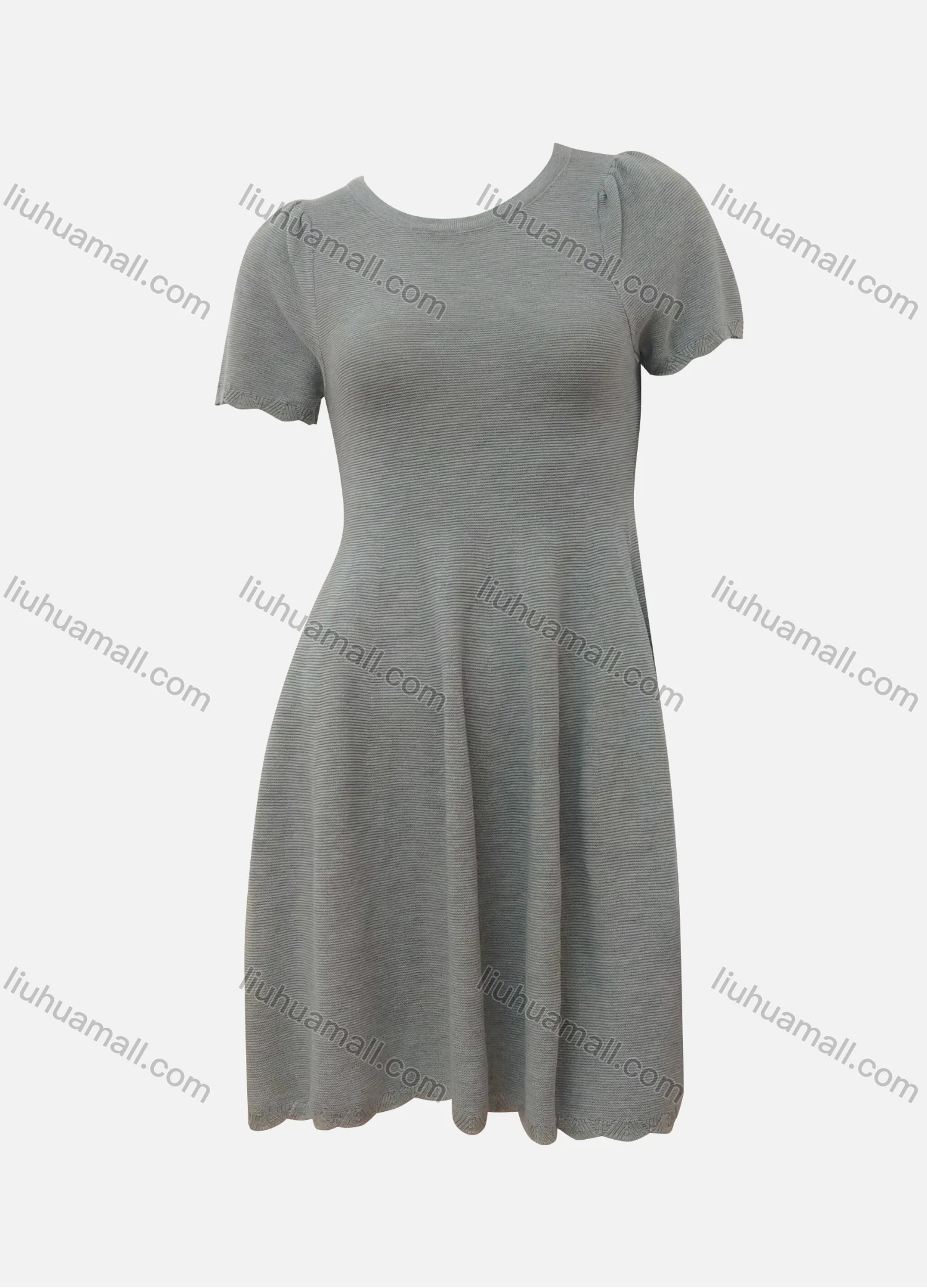Wholesale Women's Casual Plain Crew Neck Short Sleeve Ruched High Waist Short Dress - Liuhuamall