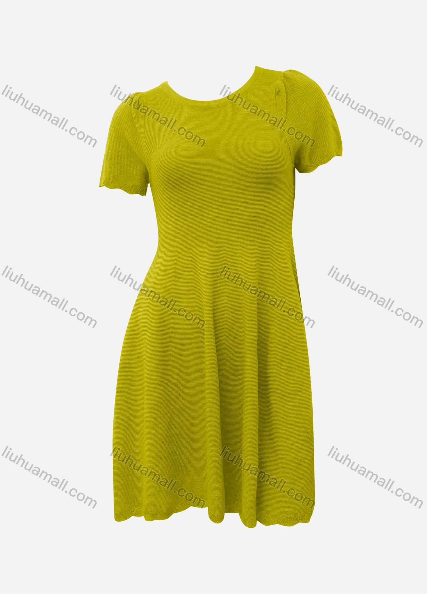 Wholesale Women's Casual Plain Crew Neck Short Sleeve Ruched High Waist Short Dress - Liuhuamall