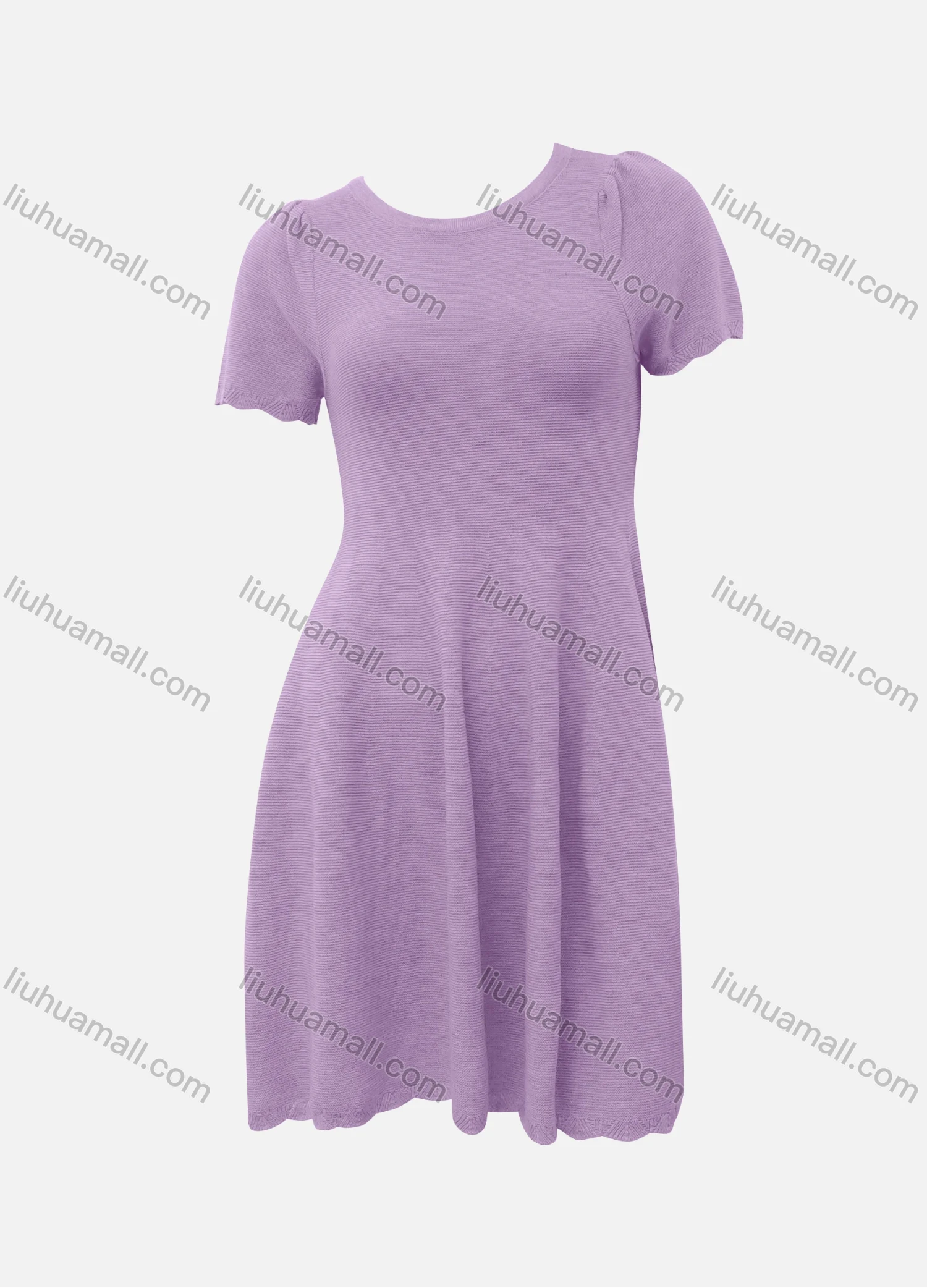 Wholesale Women's Casual Plain Crew Neck Short Sleeve Ruched High Waist Short Dress - Liuhuamall