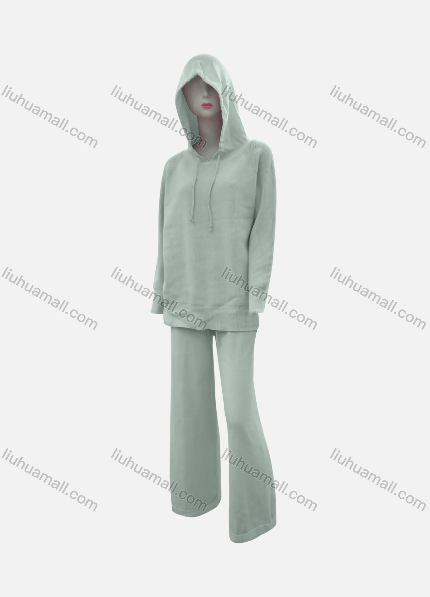 Wholesale Women's Casual Plain Drawstring Long Sleeve Hoodies & Pants 2-Piece Set - Liuhuamall