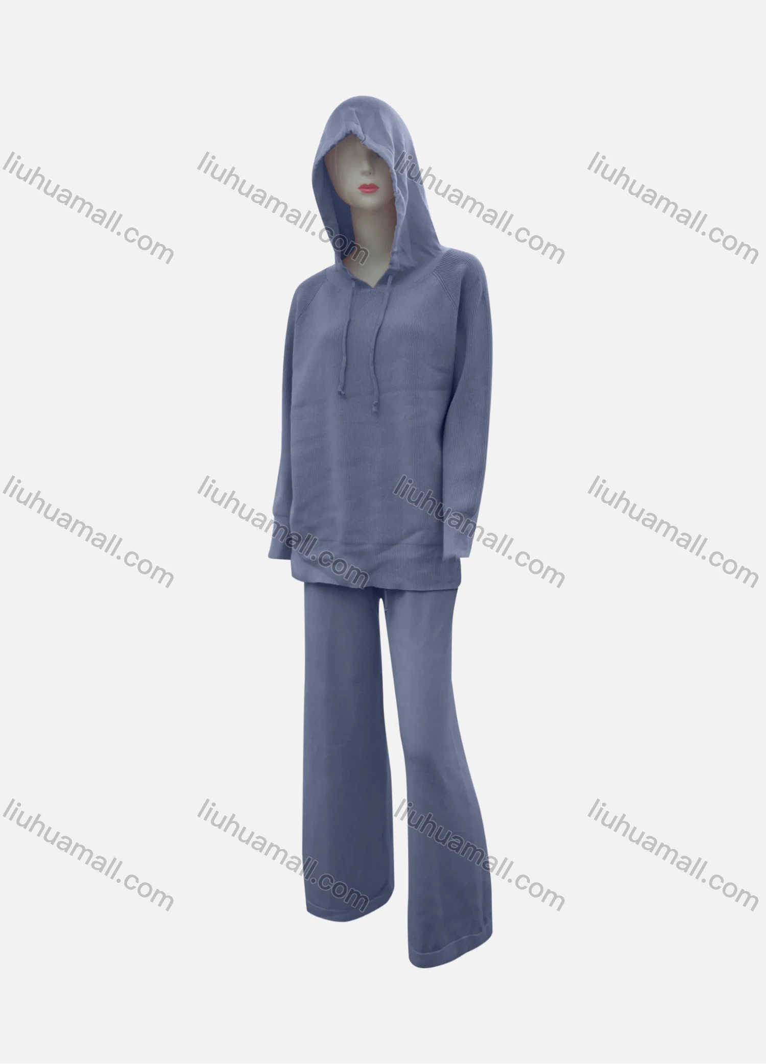 Wholesale Women's Casual Plain Drawstring Long Sleeve Hoodies & Pants 2-Piece Set - Liuhuamall