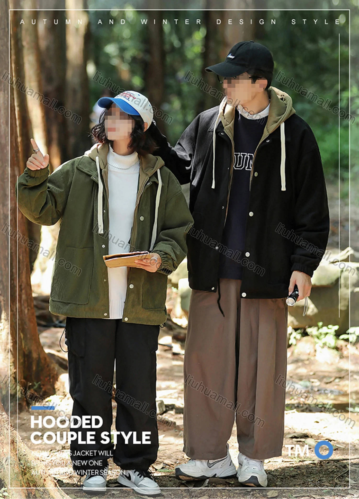 Wholesale Unisex Long Sleeve Corduroy Full Zip 2 in 1 Button Down Outdoor Hooded Jacket 6-2311# - Liuhuamall