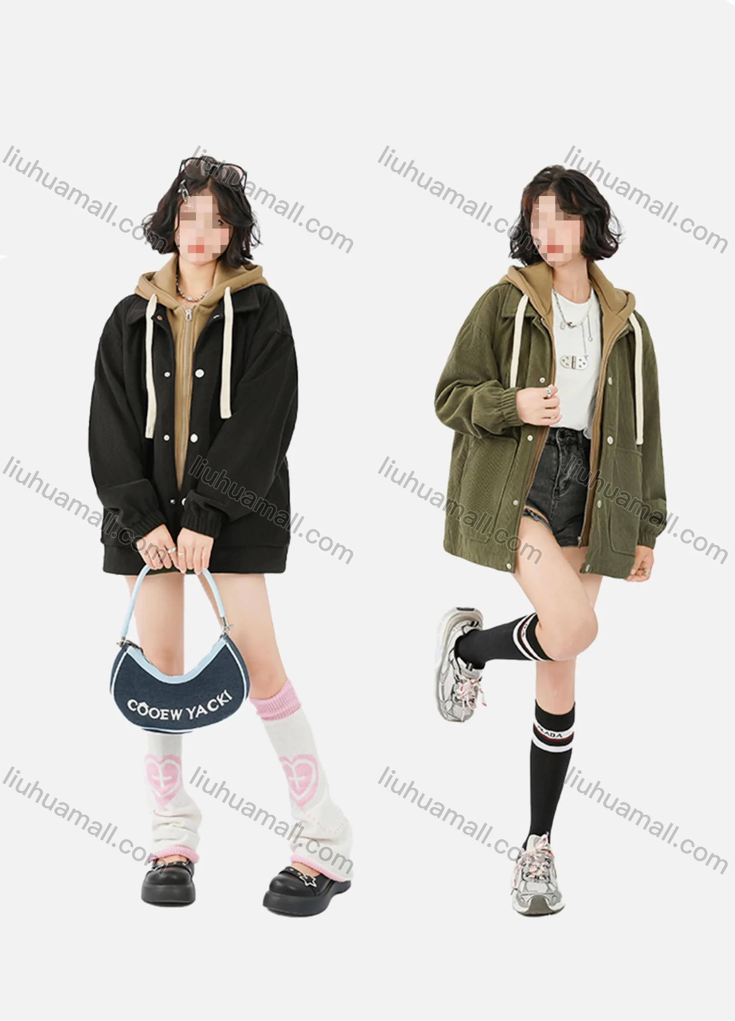 Wholesale Unisex Long Sleeve Corduroy Full Zip 2 in 1 Button Down Outdoor Hooded Jacket 6-2311# - Liuhuamall