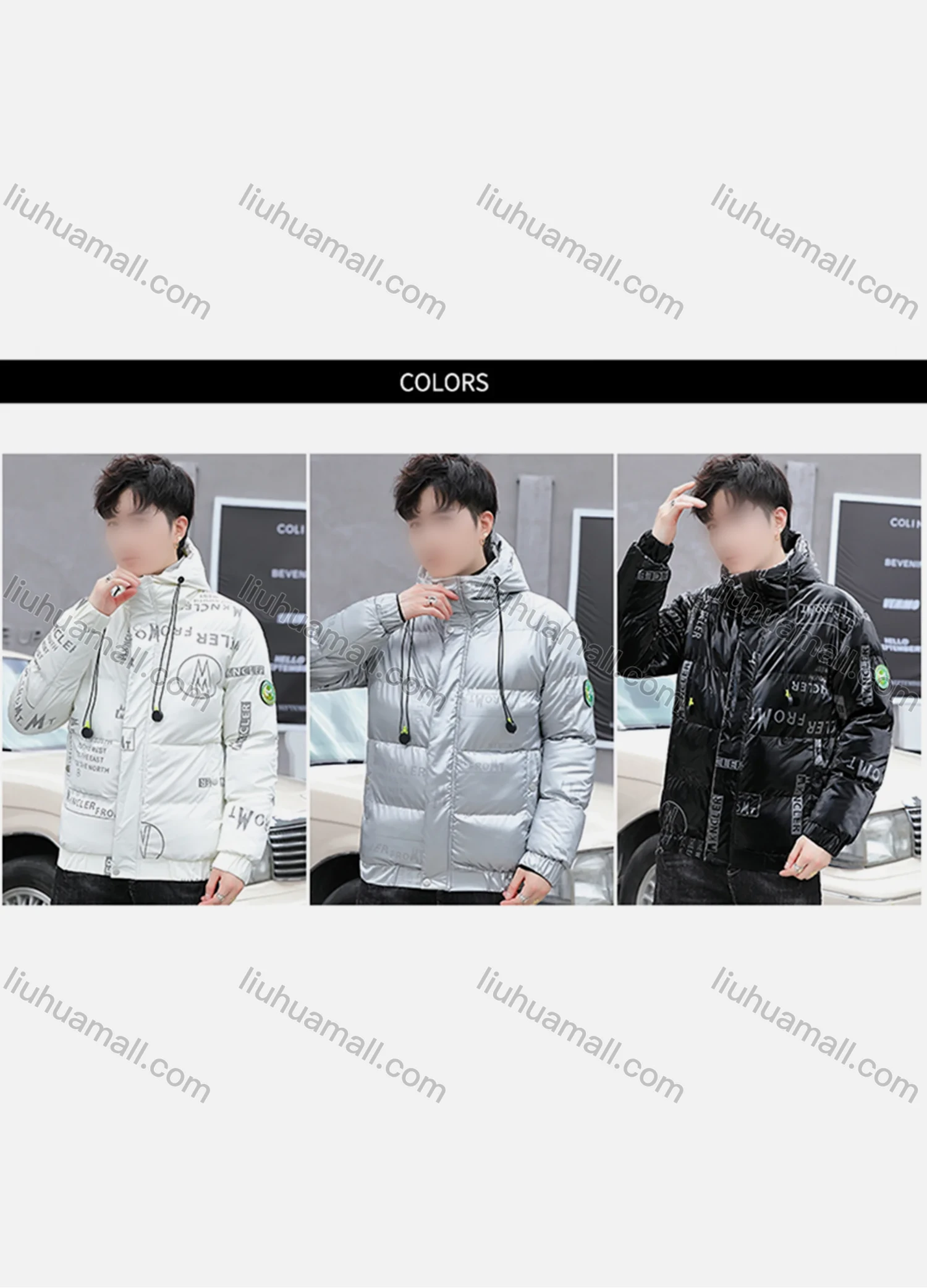 Wholesale Men's Casual Letter Hooded Patch Pocket Drawstring Thermal Lined Cotton-Padded Puffer Jacket 6-2219# - Liuhuamall