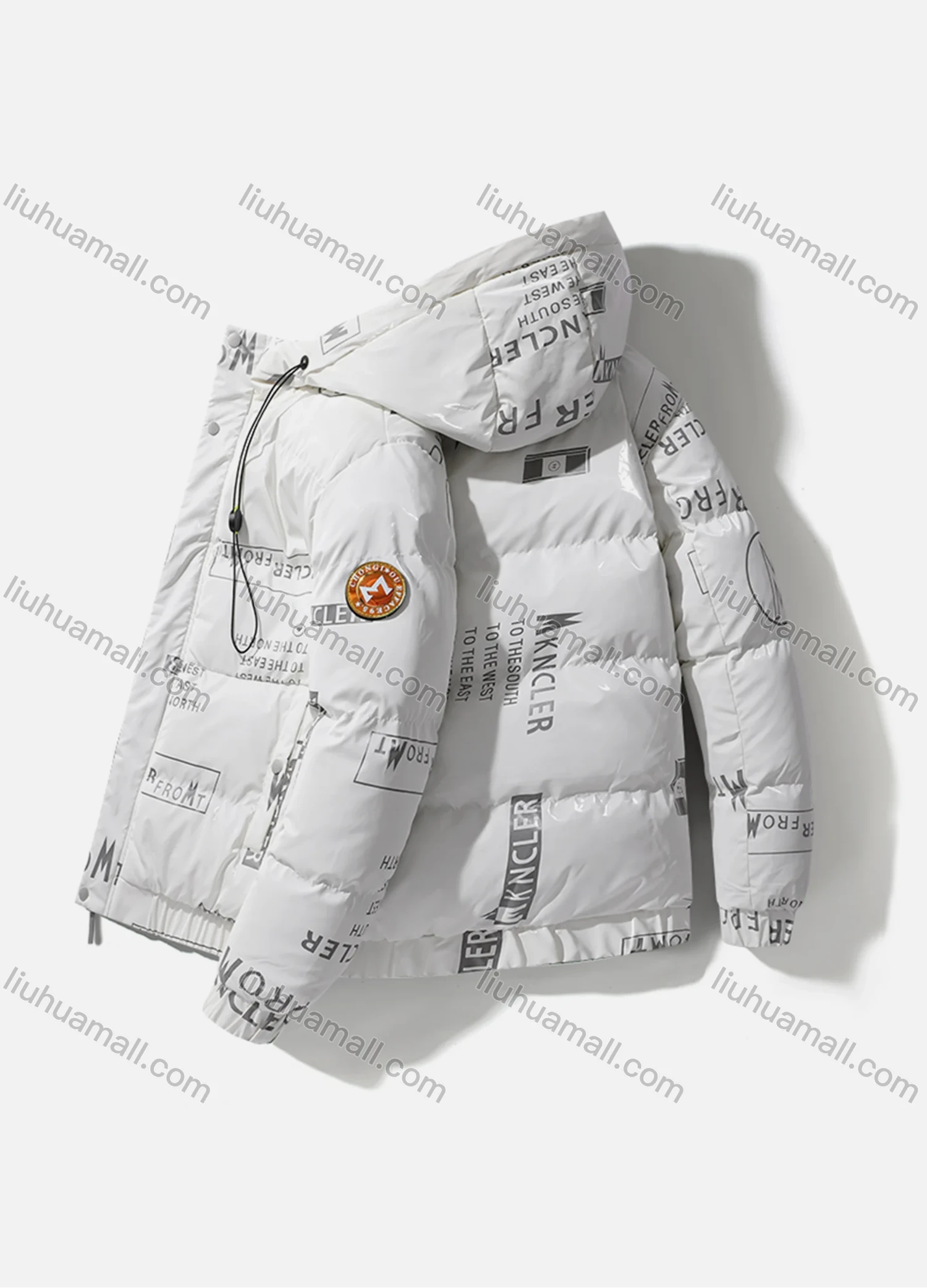 Wholesale Men's Casual Letter Hooded Patch Pocket Drawstring Thermal Lined Cotton-Padded Puffer Jacket 6-2219# - Liuhuamall