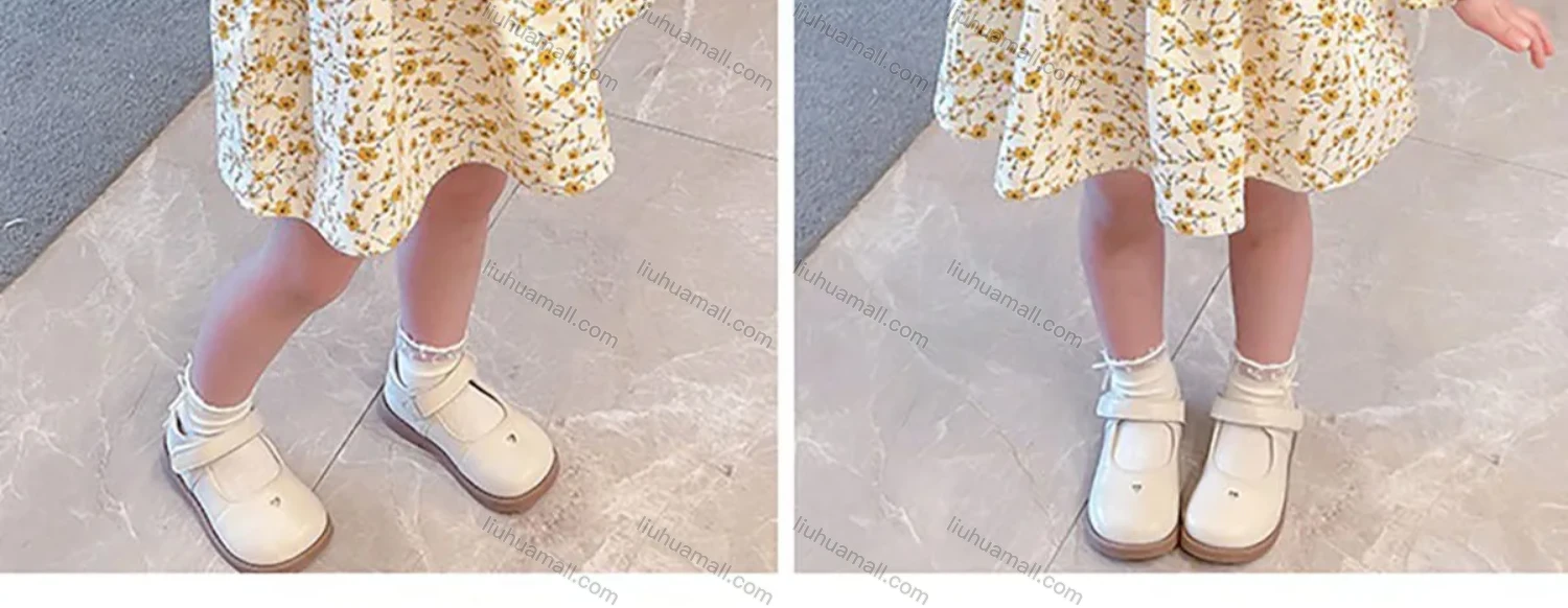 Wholesale Girls Lovely Peter Pan Collar Ditsy Floral Long Sleeve Ruched Pleated Dress - Liuhuamall