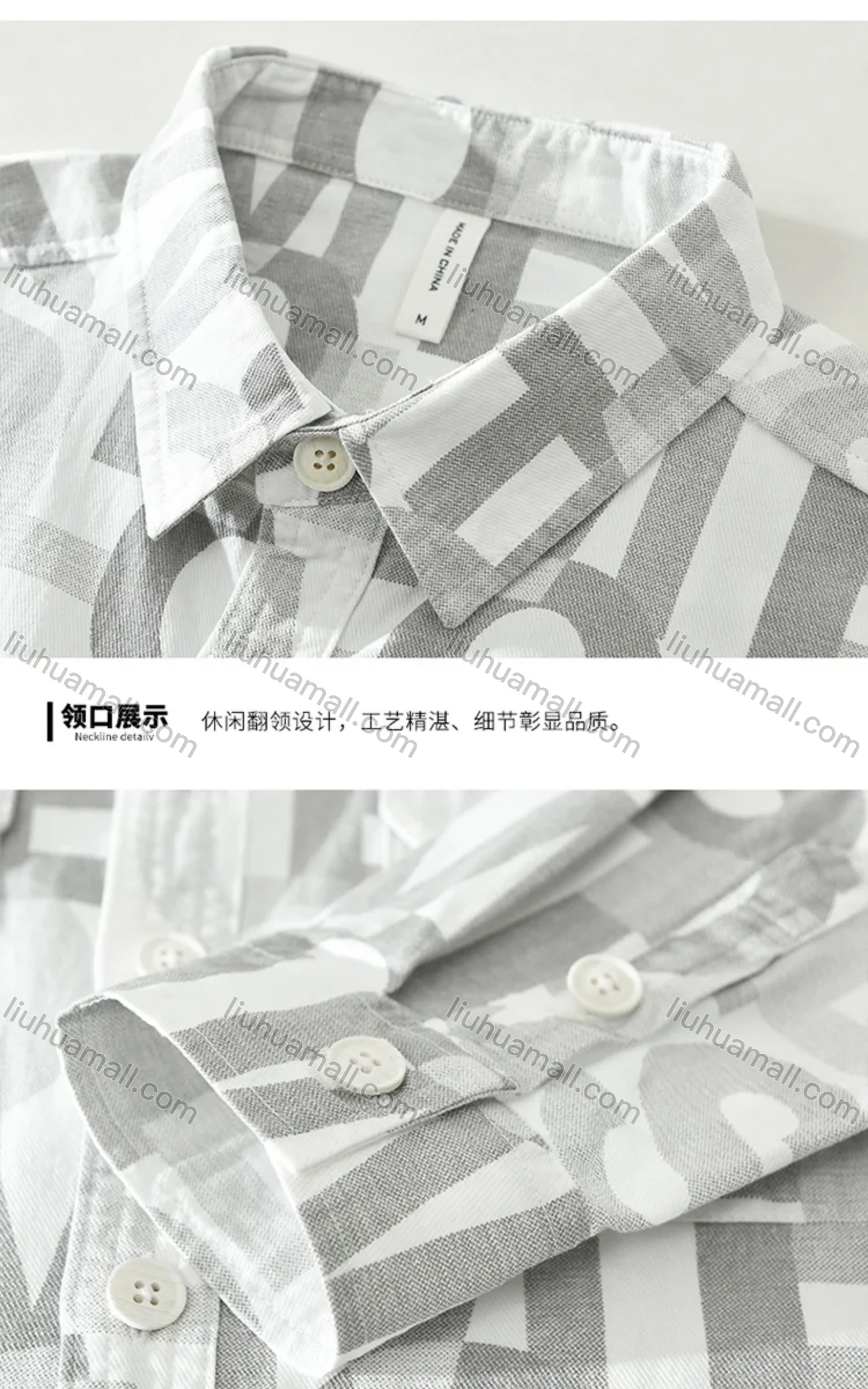 Wholesale Men's 100%Cotton Collared Letter Print Long Sleeve Button Down Casual Flap Pockets Shirt - Liuhuamall