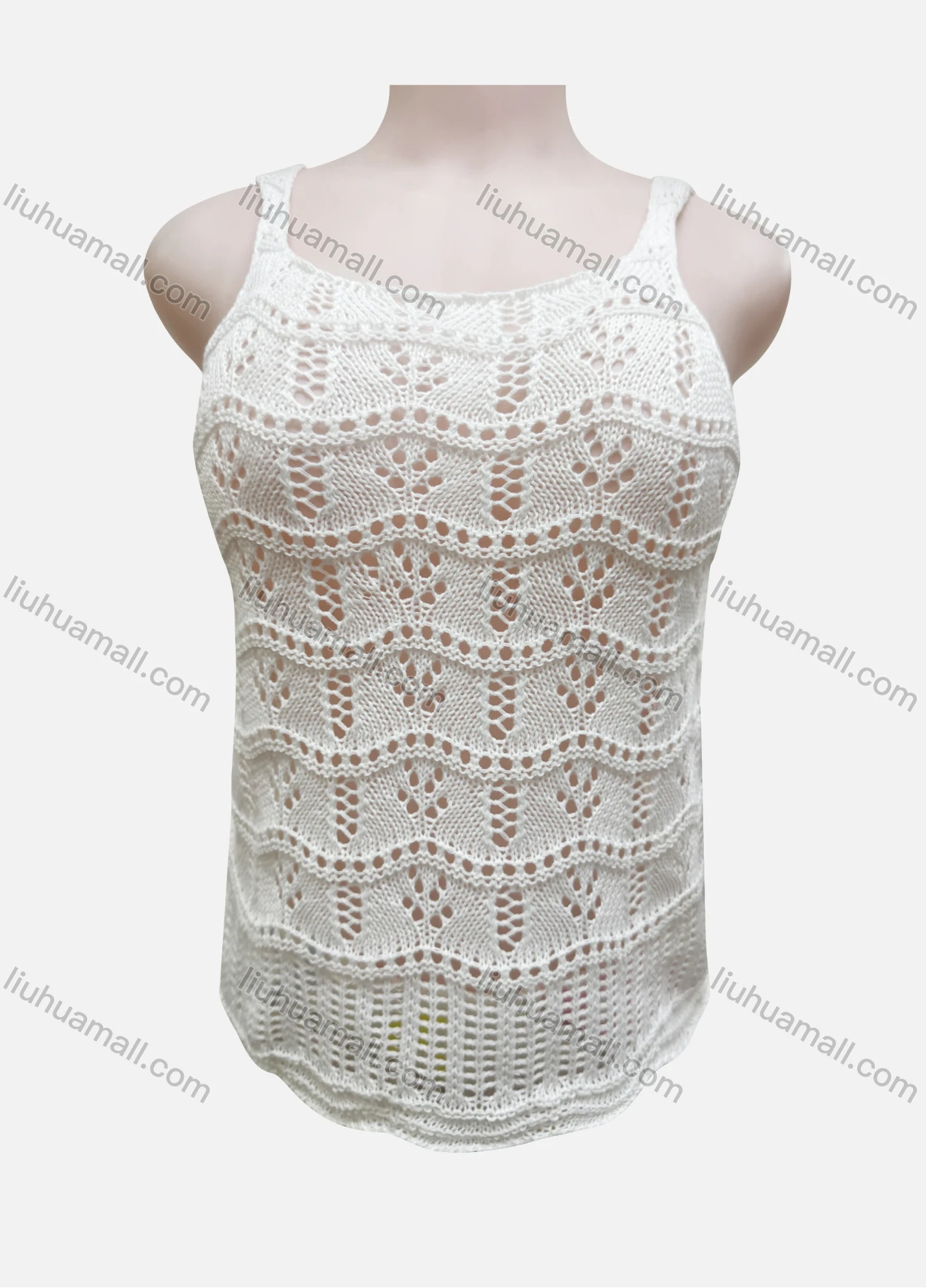 Wholesale Women's Vacation Hollow Out Crochet Sleeveless Cover Up Tank Top 3044# - Liuhuamall