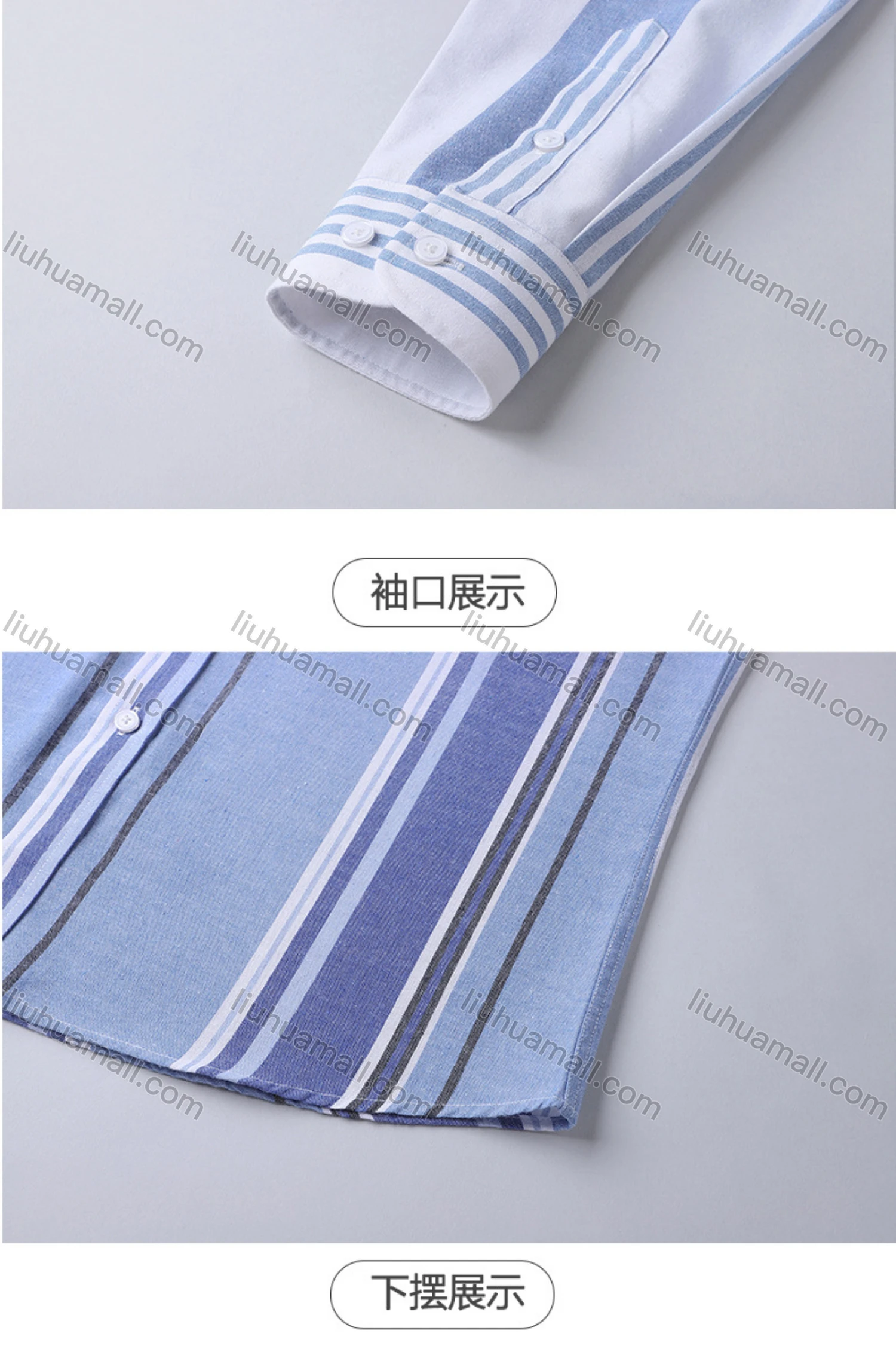 Wholesale Men's Striped Long Sleeve Loose Fit Button Down Shirt - Liuhuamall