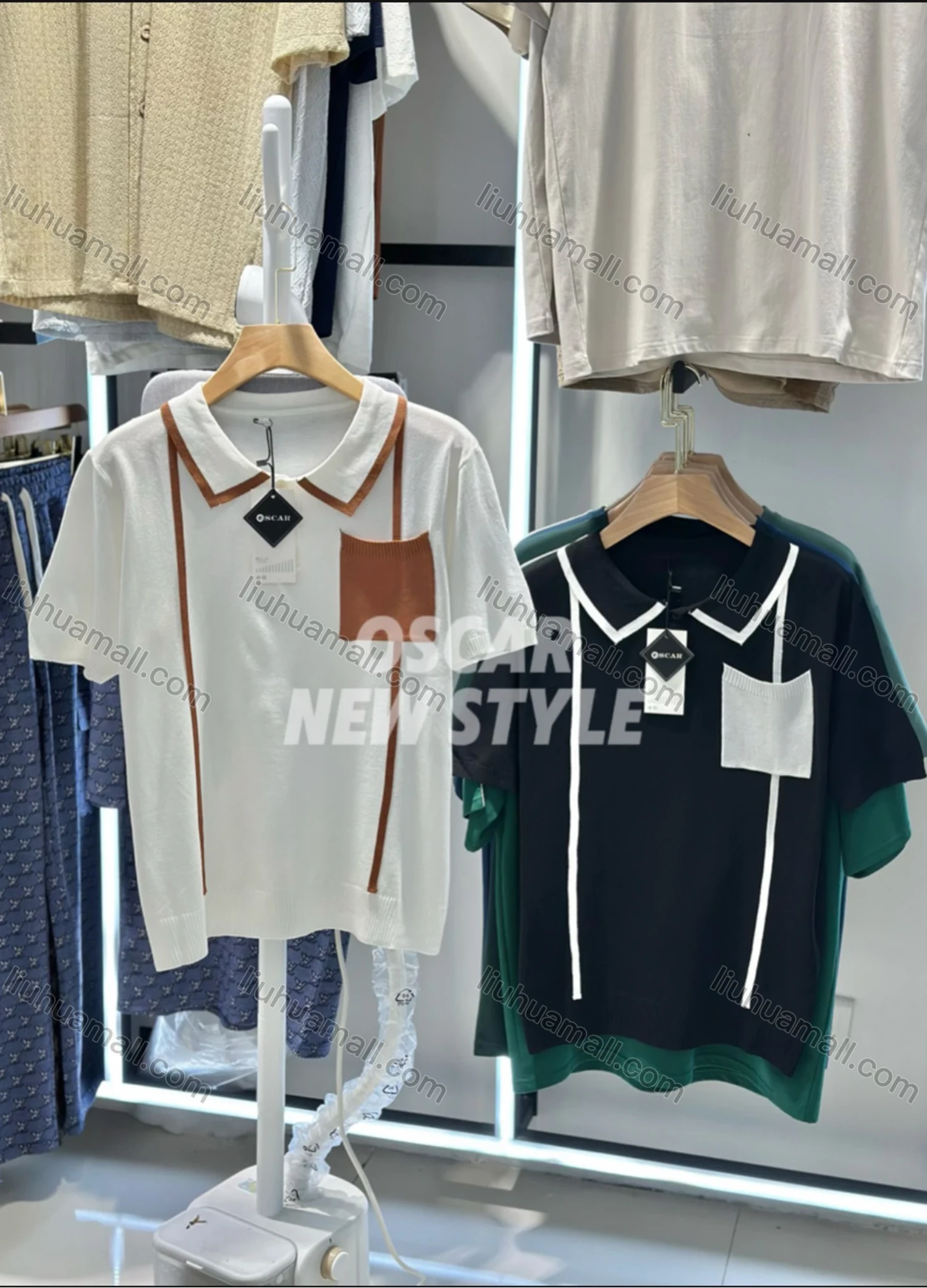 Wholesale Men's Stylish Short Sleeve Polo Shirt Modern Design with Patch Pocket and Trim 3227# - Liuhuamall