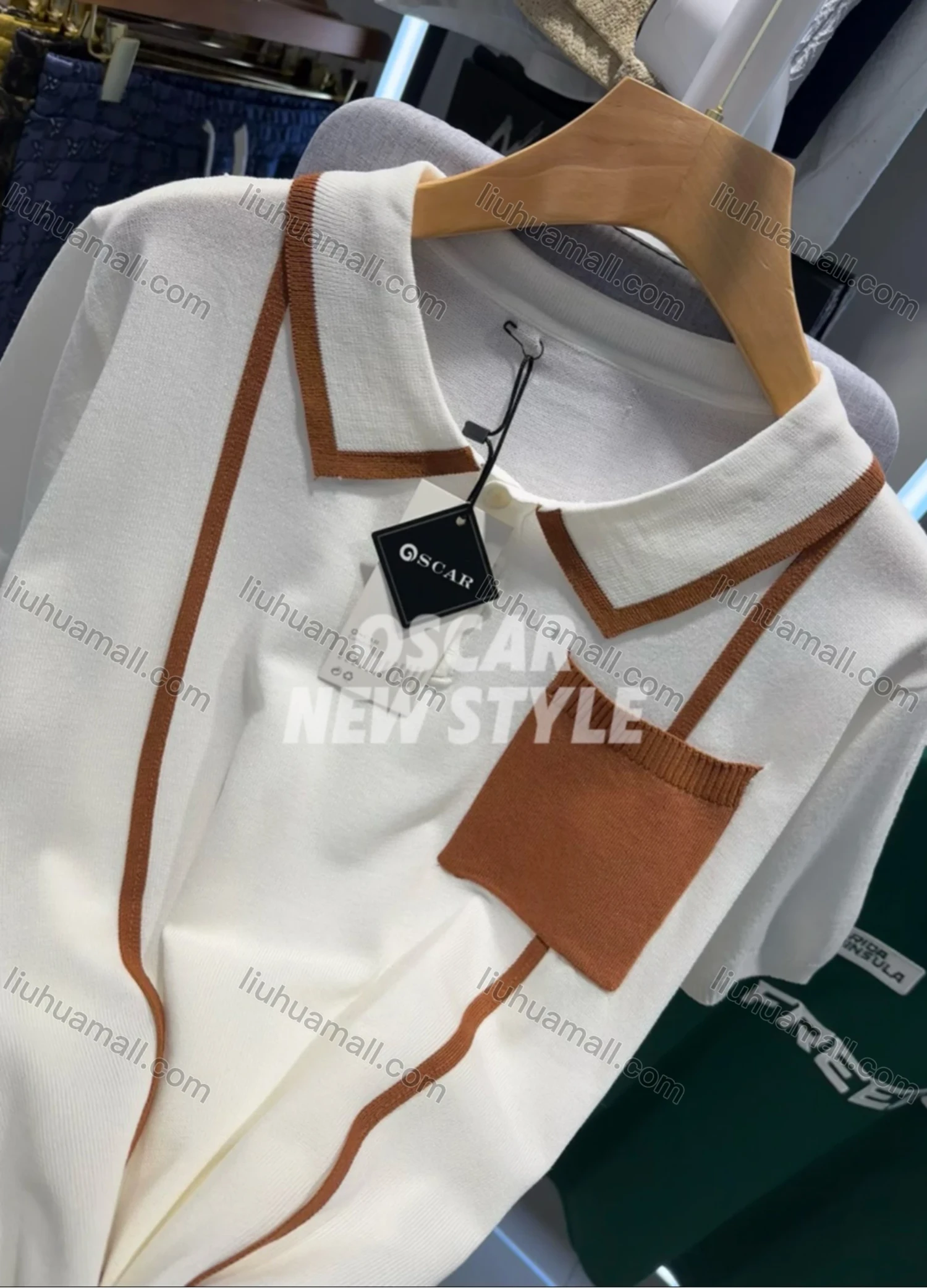 Wholesale Men's Stylish Short Sleeve Polo Shirt Modern Design with Patch Pocket and Trim 3227# - Liuhuamall