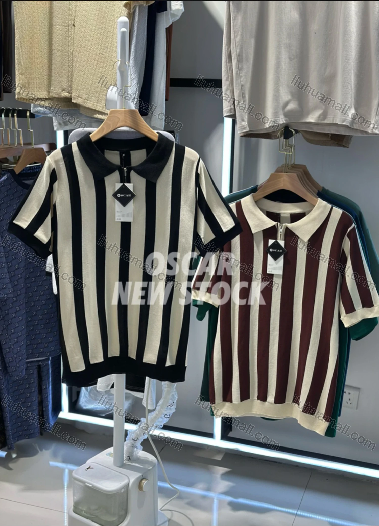Wholesale Men's Modern Striped Polo Shirt Chic Design with Zipper and Contrast Colors 3612# - Liuhuamall