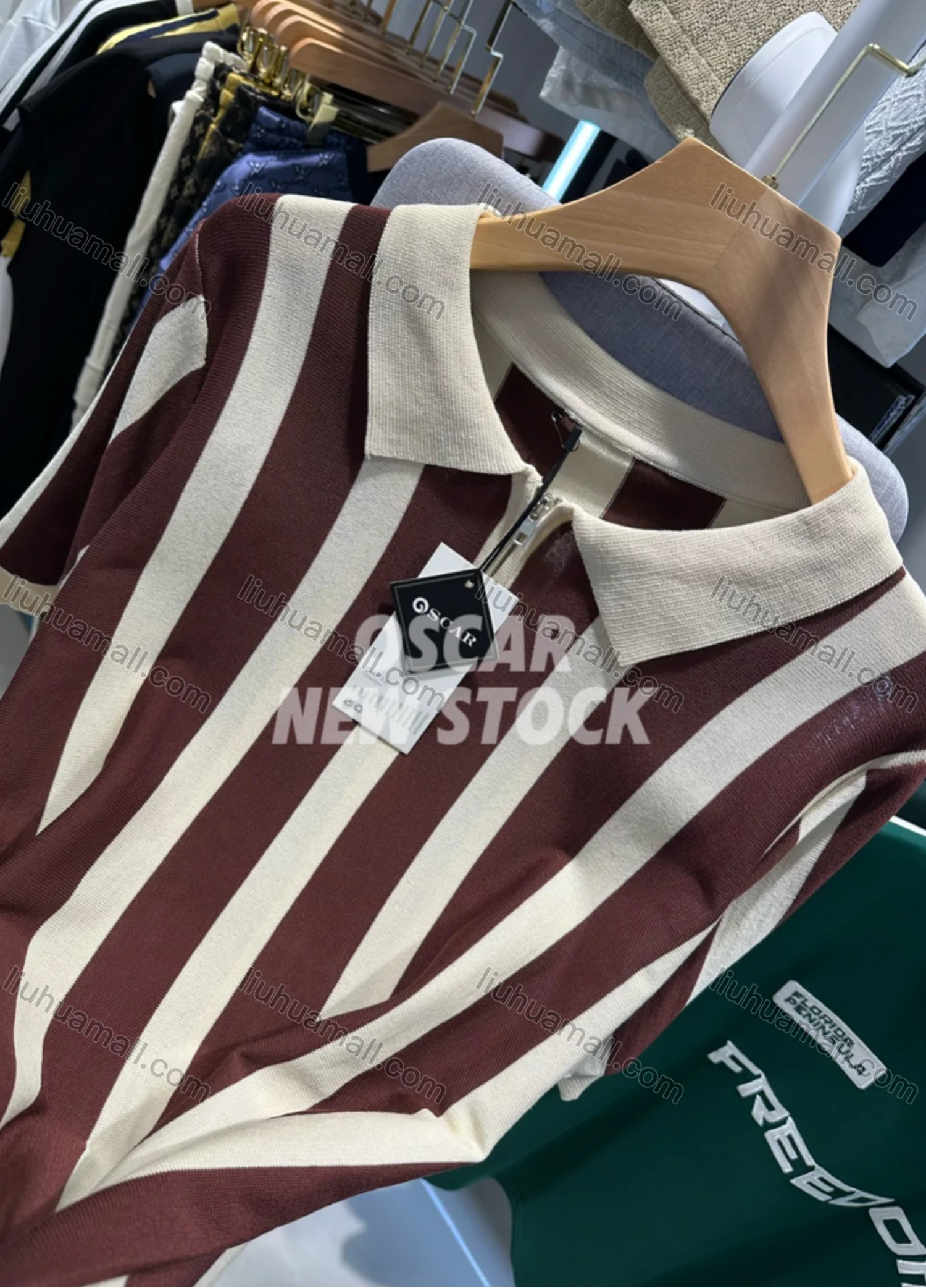 Wholesale Men's Modern Striped Polo Shirt Chic Design with Zipper and Contrast Colors 3612# - Liuhuamall