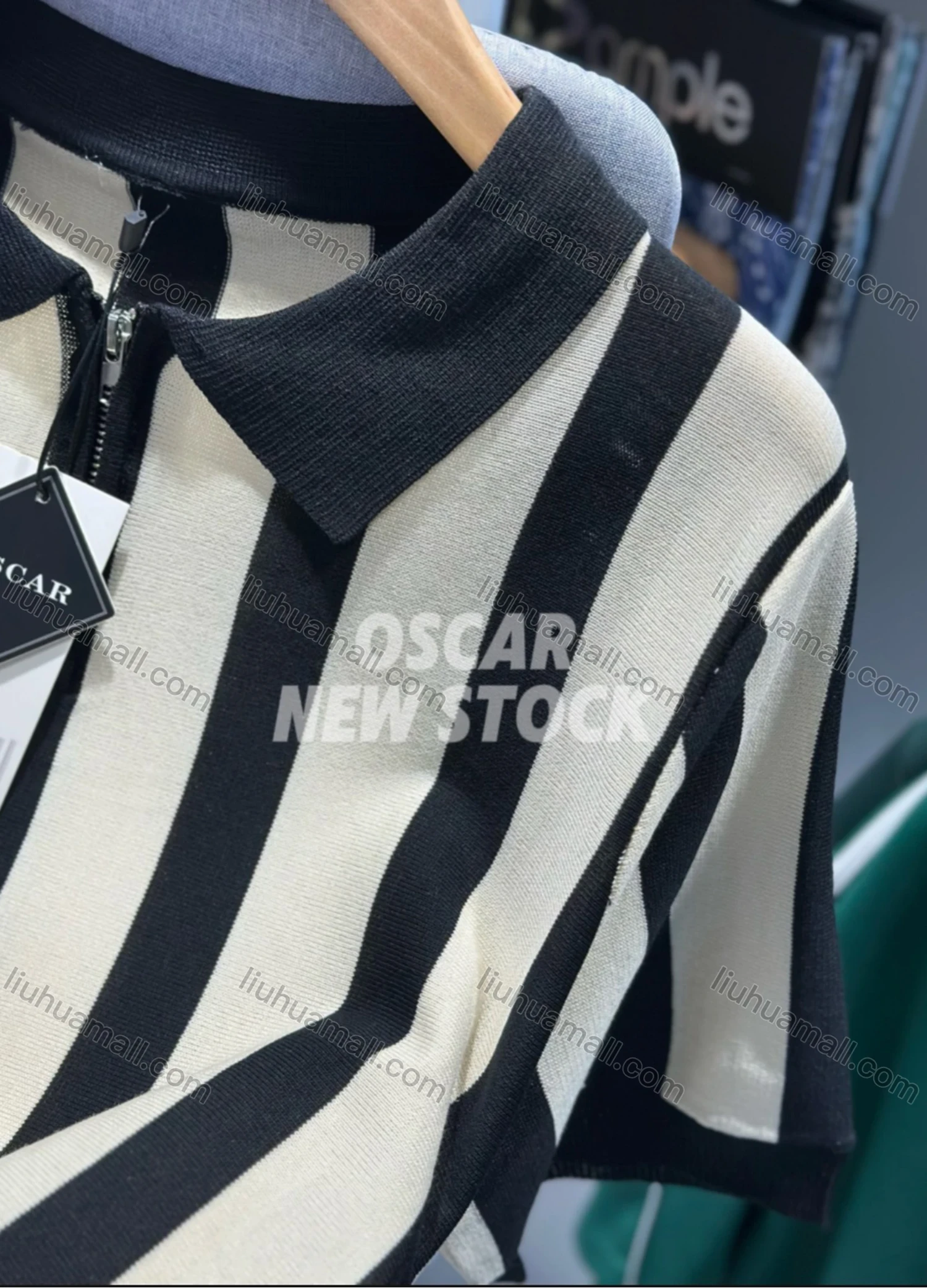 Wholesale Men's Modern Striped Polo Shirt Chic Design with Zipper and Contrast Colors 3612# - Liuhuamall
