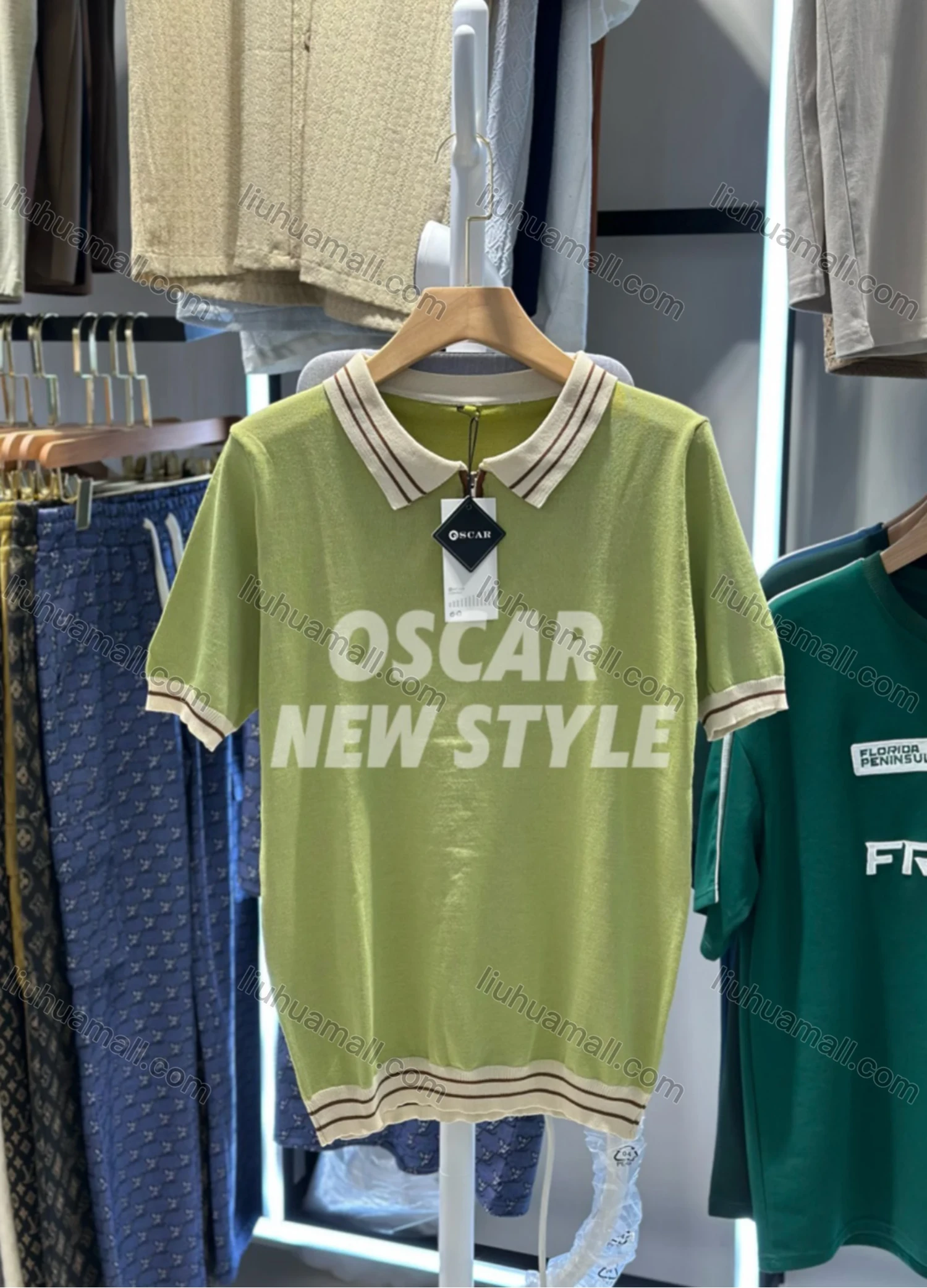 Wholesale Men's Retro Inspired Polo Shirt Stylish Short Sleeve Design with Zipper and Contrast Trim 3628# - Liuhuamall