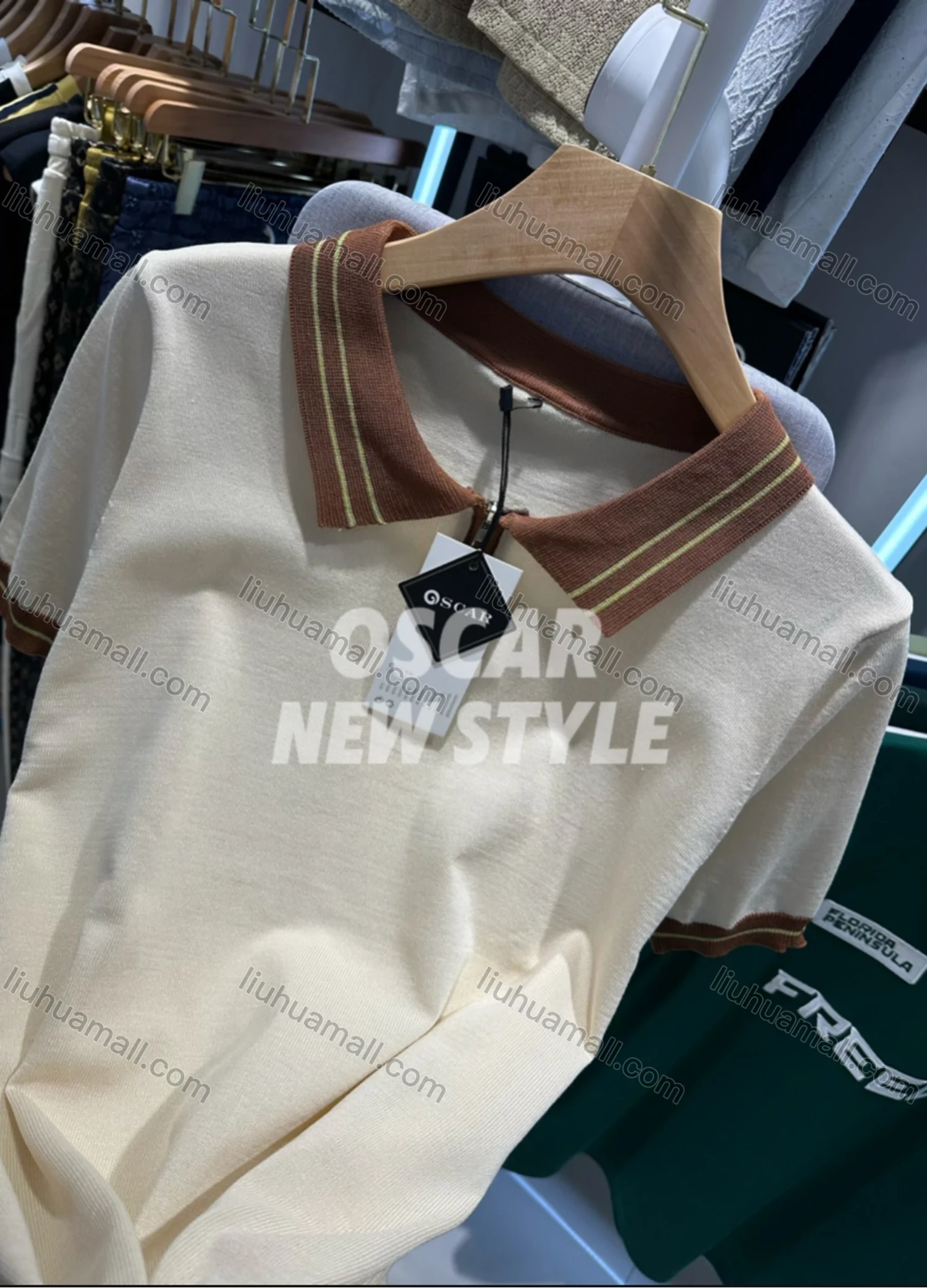 Wholesale Men's Retro Inspired Polo Shirt Stylish Short Sleeve Design with Zipper and Contrast Trim 3628# - Liuhuamall