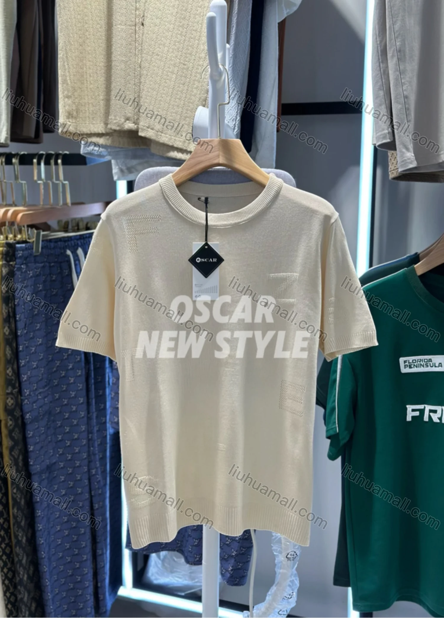 Wholesale Men's Casual Knit T-Shirt Simple Short Sleeve Design with Textured Details 6822# - Liuhuamall