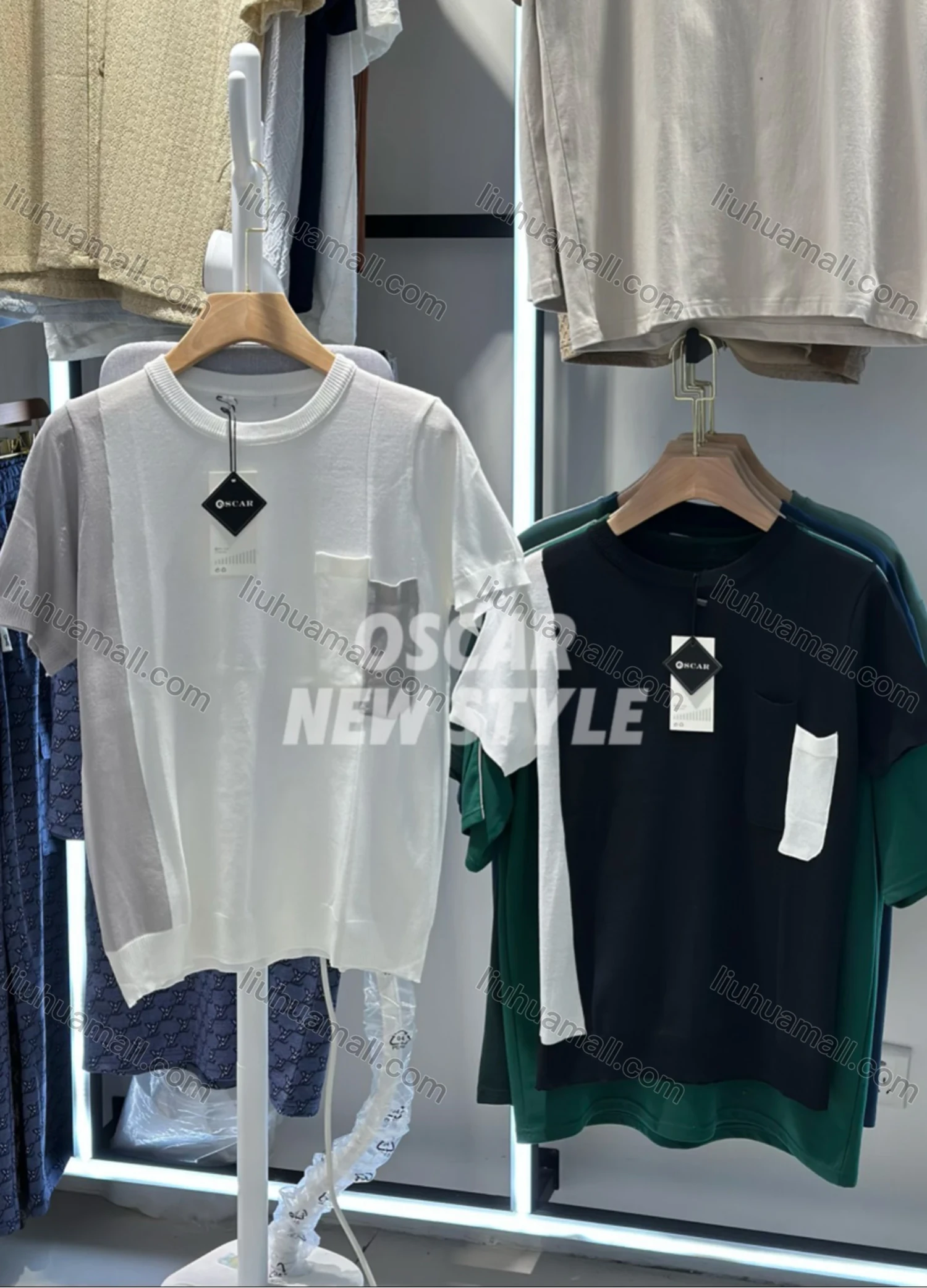 Wholesale Men's Colorblock T-Shirt Unique Short Sleeve Design with Pocket Detail 6824# - Liuhuamall