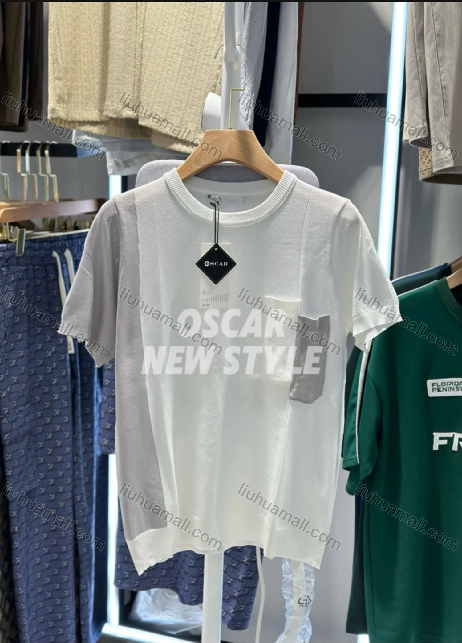 Wholesale Men's Colorblock T-Shirt Unique Short Sleeve Design with Pocket Detail 6824# - Liuhuamall