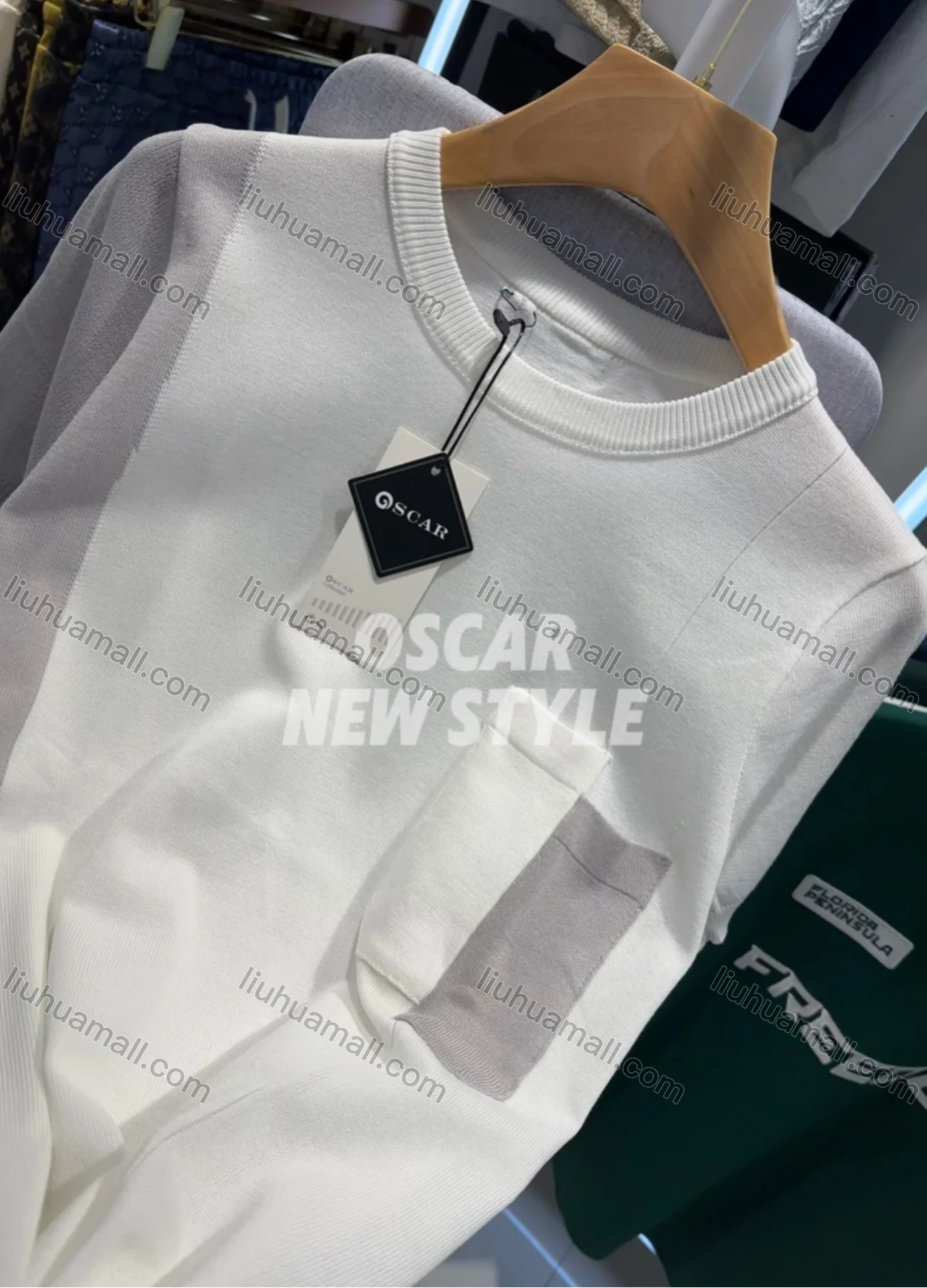 Wholesale Men's Colorblock T-Shirt Unique Short Sleeve Design with Pocket Detail 6824# - Liuhuamall