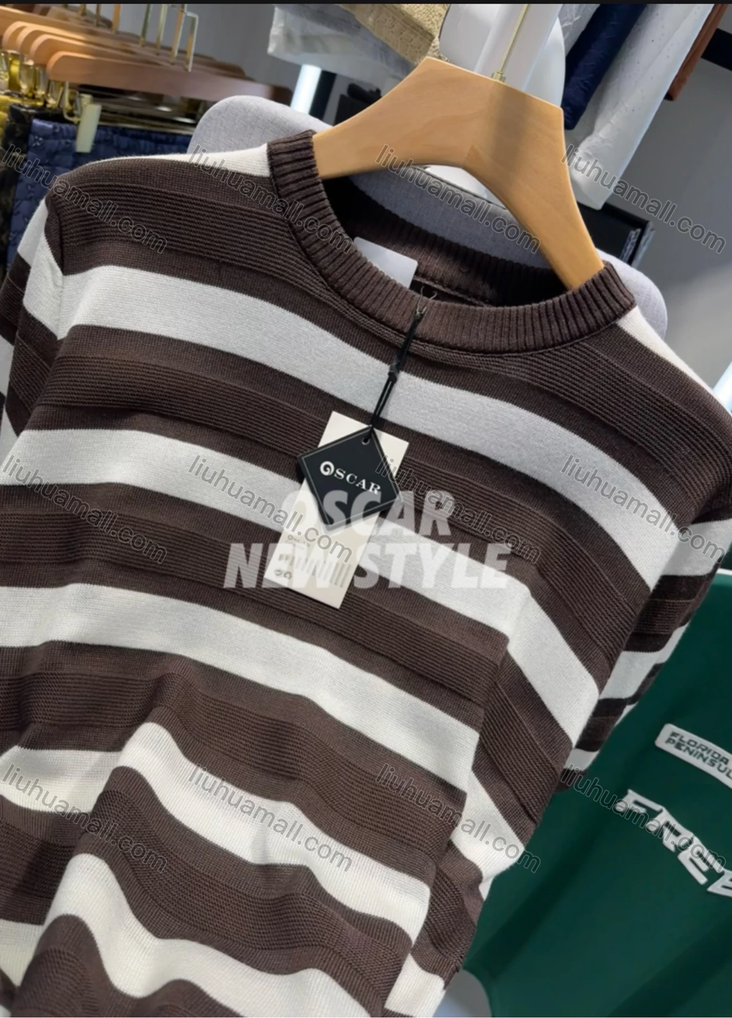 Wholesale Men's Striped Knit T-Shirt Casual Short Sleeve Design with Bold Horizontal Stripes 6904# - Liuhuamall