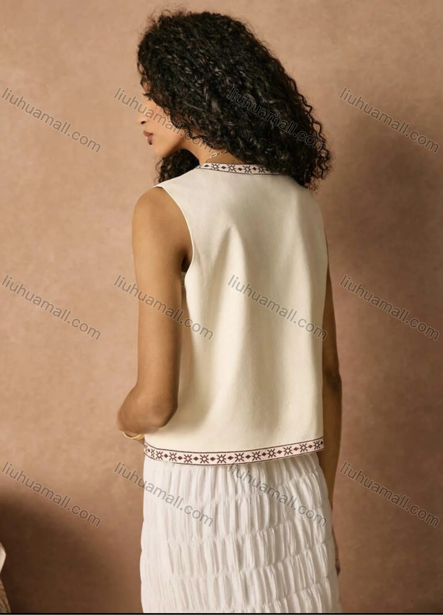 Wholesale Women's Embroidered Sleeveless Waistcoat with Decorative Details - Liuhuamall