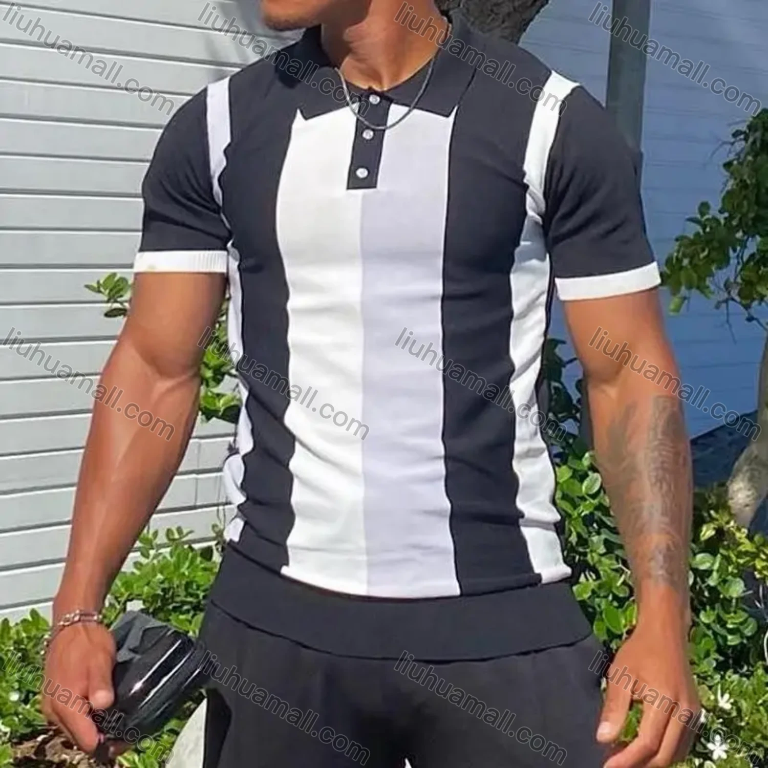 Wholesale Oscar Factory Casual men's lapel polo shirt, comfortable and breathable, contrasting design style - Liuhuamall