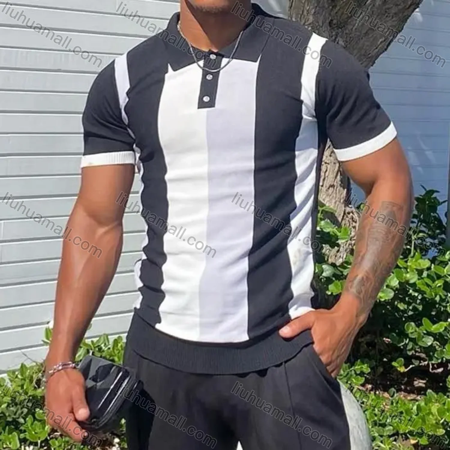 Wholesale Oscar Factory Casual men's lapel polo shirt, comfortable and breathable, contrasting design style - Liuhuamall