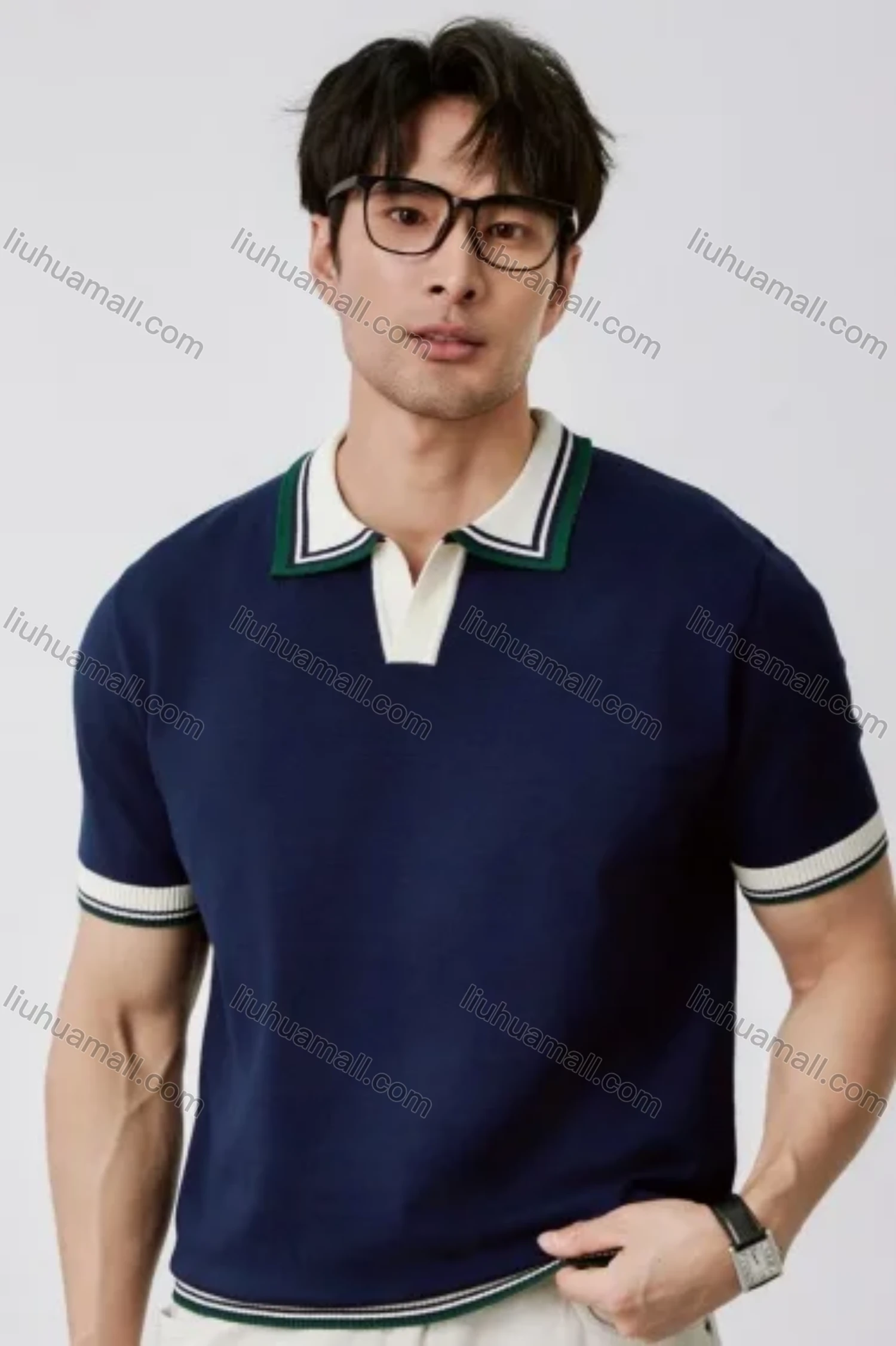 Wholesale Oscar Factory Casual Men's Striped Lapel Design Polo Shirt, Comfortable and Breathable, Knitted Fabric - Liuhuamall