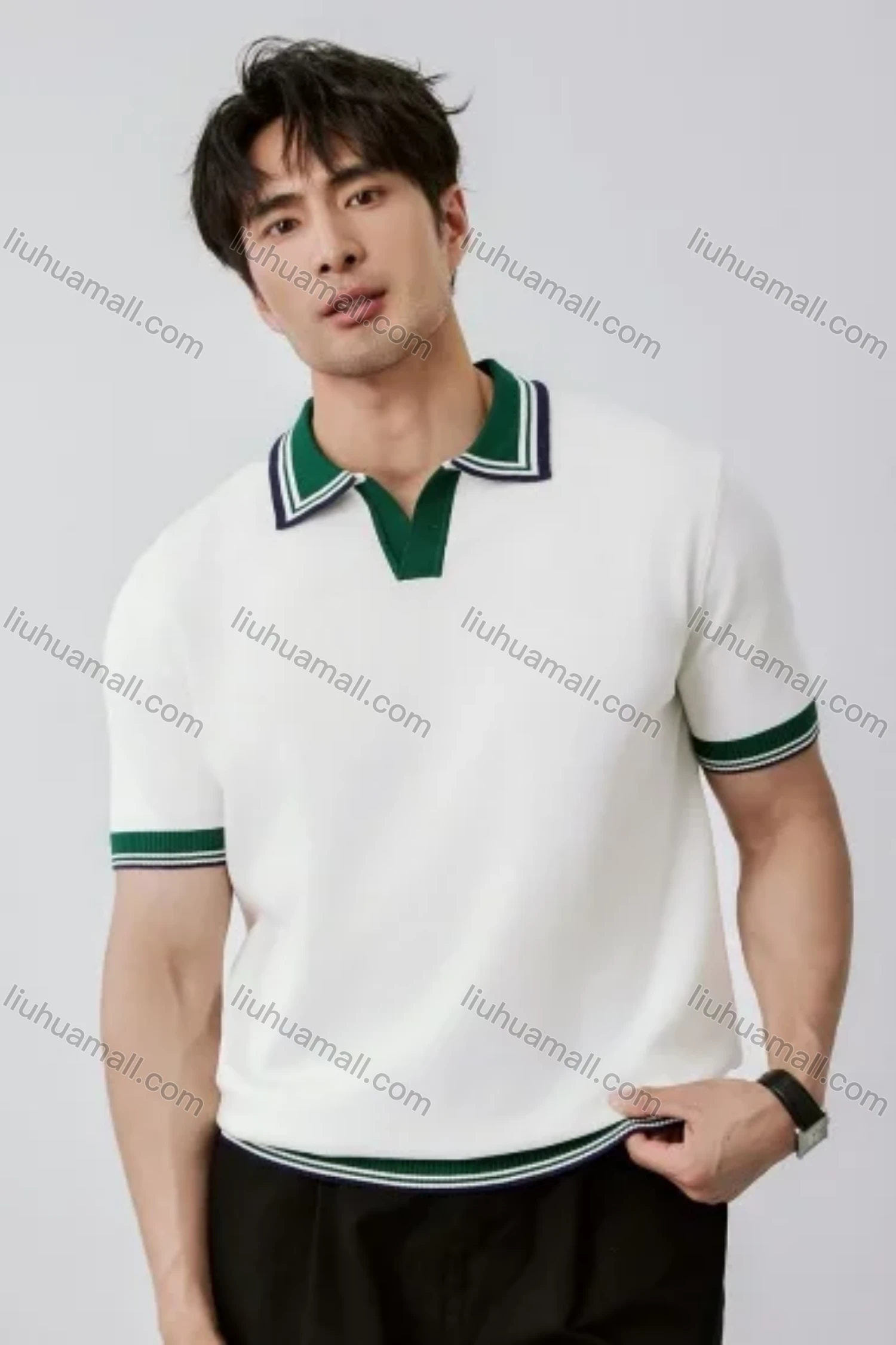 Wholesale Oscar Factory Casual Men's Striped Lapel Design Polo Shirt, Comfortable and Breathable, Knitted Fabric - Liuhuamall