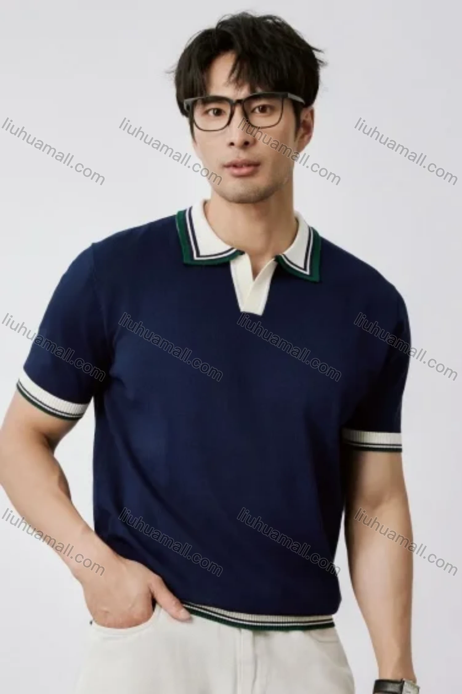 Wholesale Oscar Factory Casual Men's Striped Lapel Design Polo Shirt, Comfortable and Breathable, Knitted Fabric - Liuhuamall
