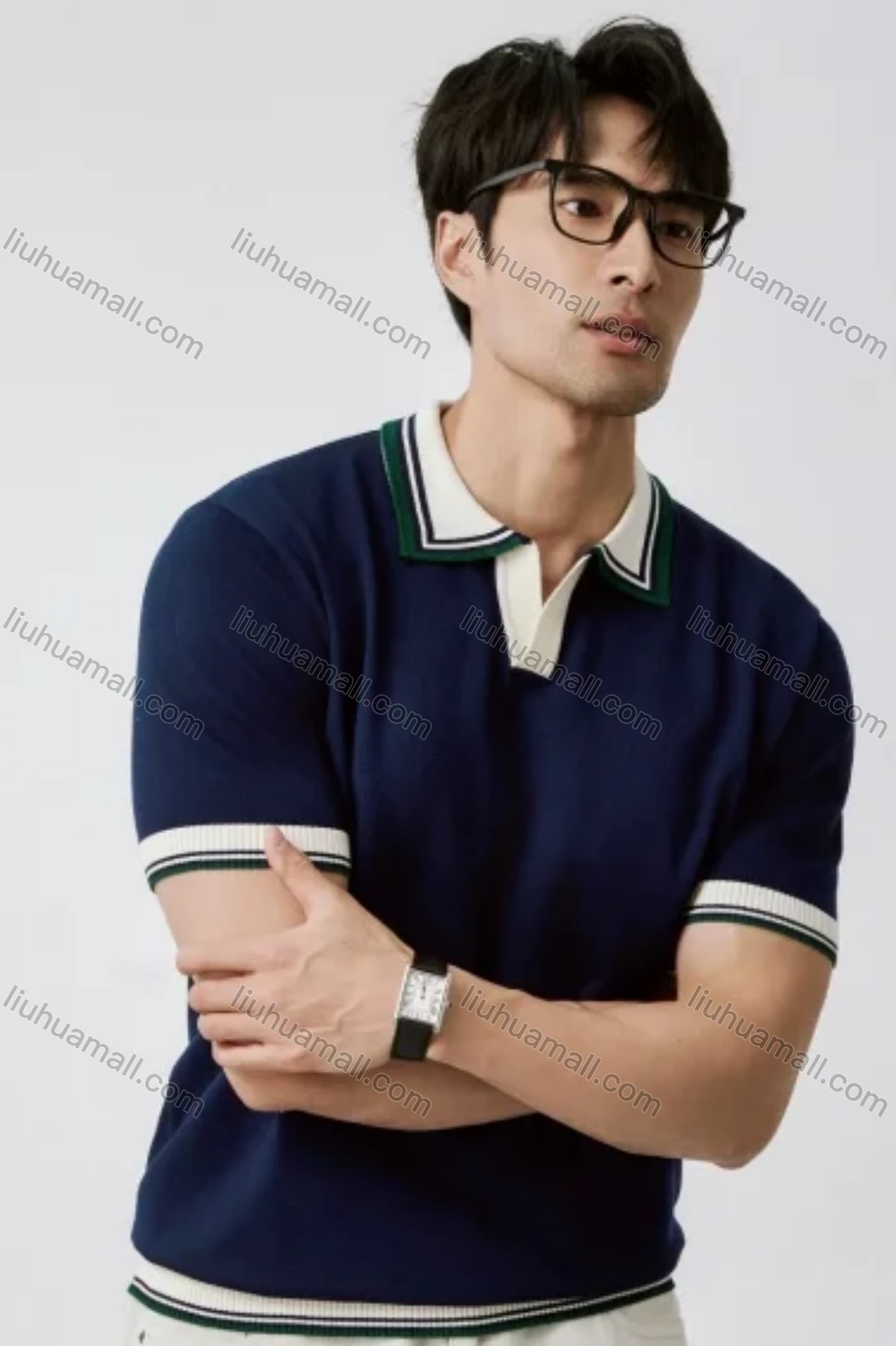 Wholesale Oscar Factory Casual Men's Striped Lapel Design Polo Shirt, Comfortable and Breathable, Knitted Fabric - Liuhuamall