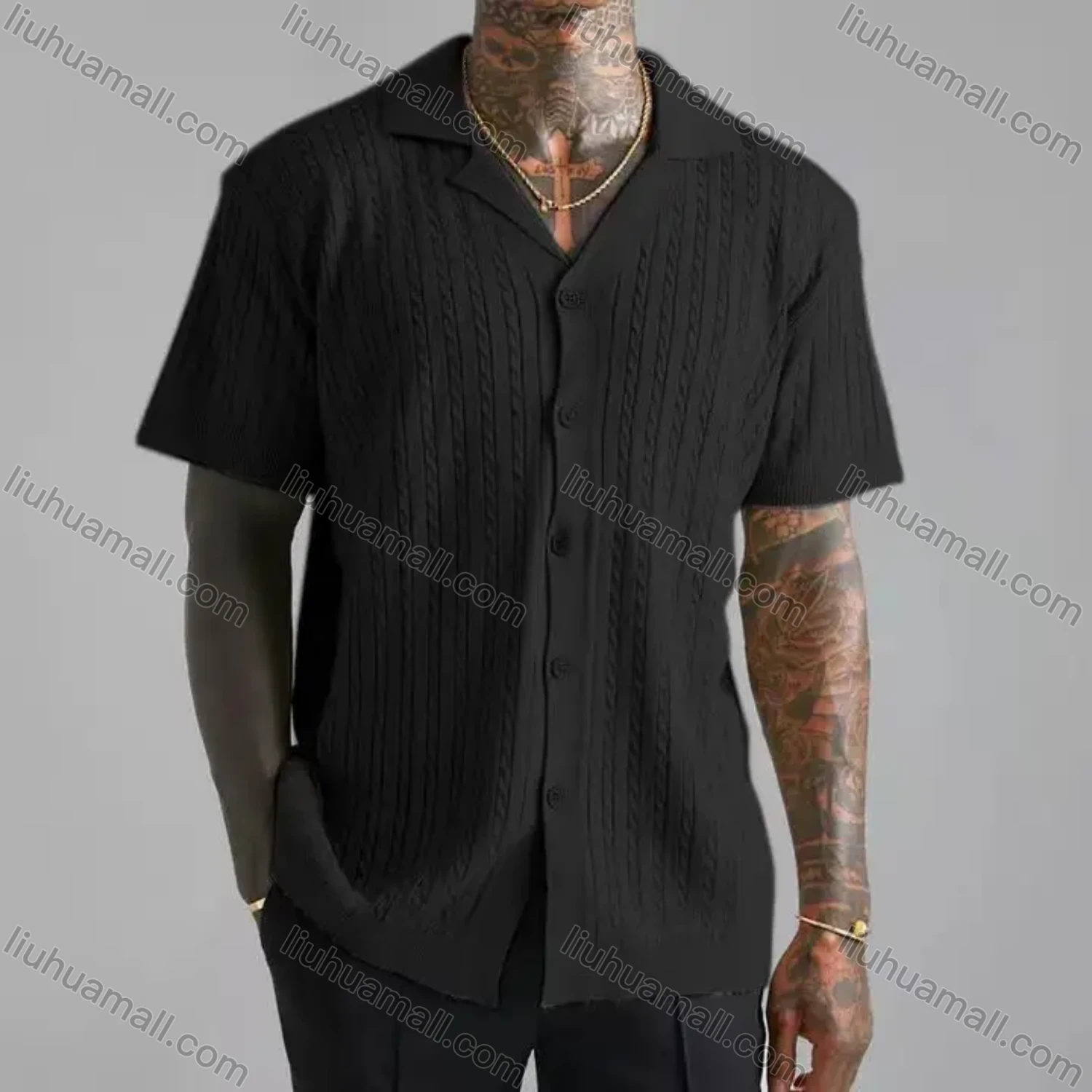 Wholesale oscar factory casual men's knitted jacquard design shirt, comfortable and breathable, - Liuhuamall